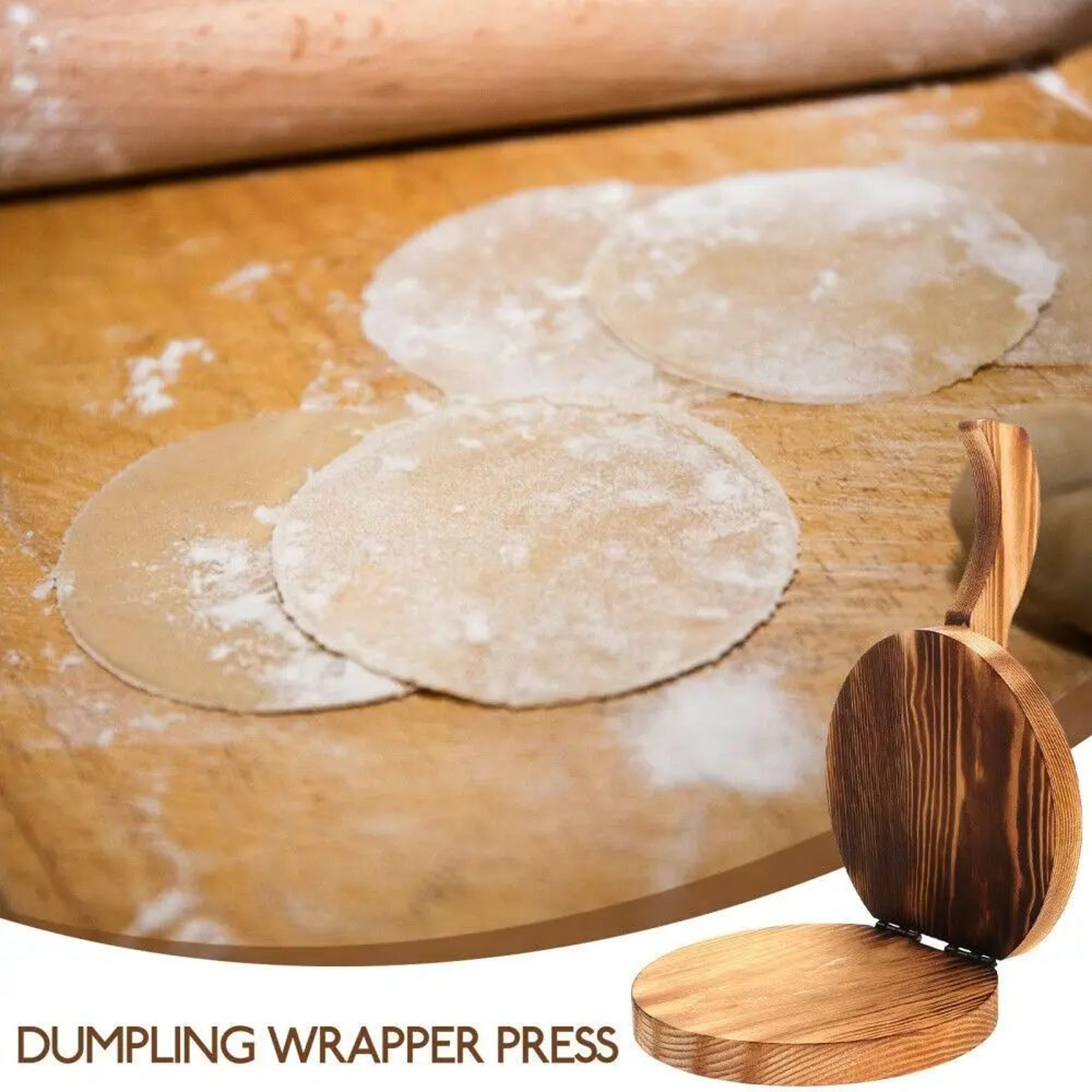 Wooden Dumpling Wrapper Press Manual Dough Press 2