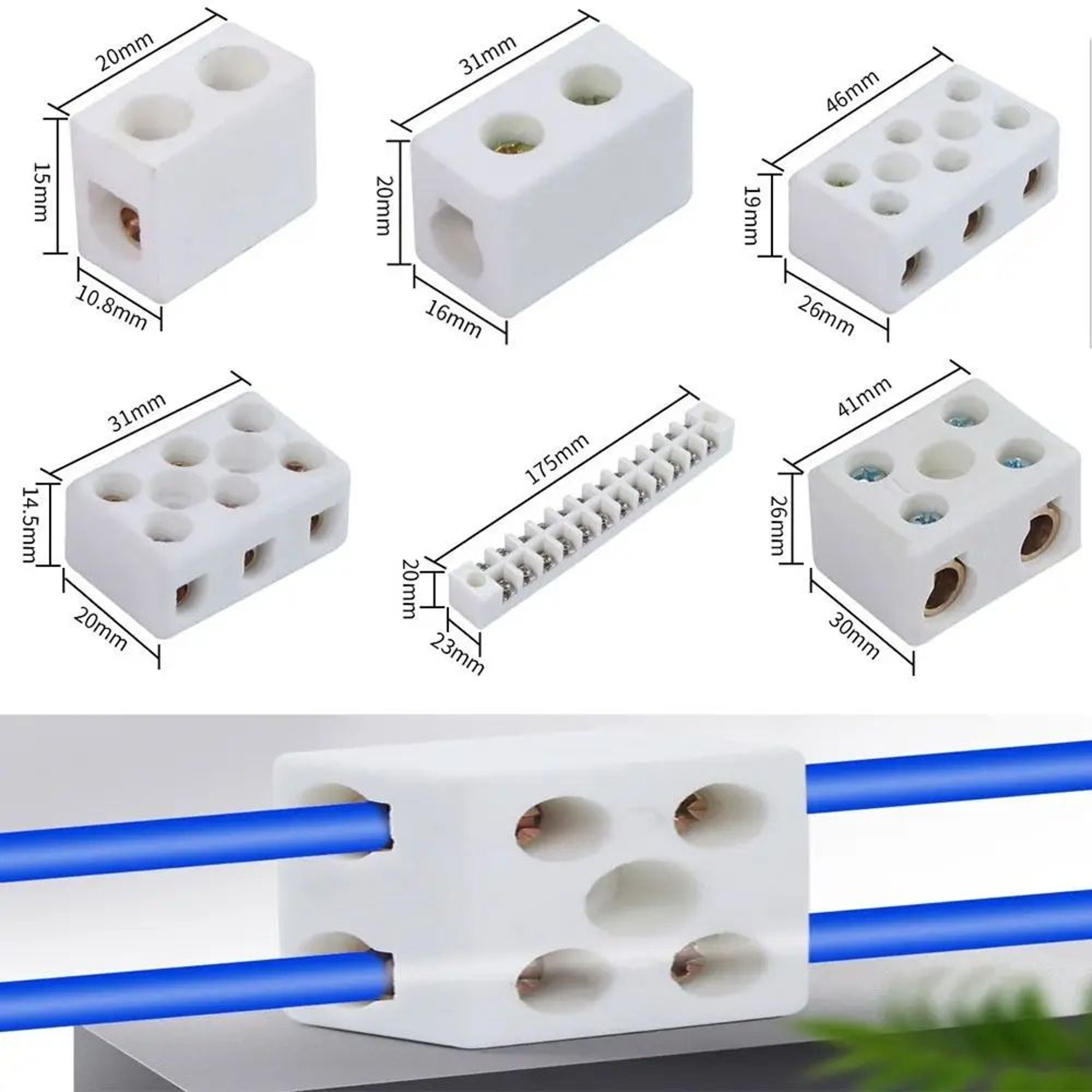 High Temperature Ceramic Wire Connector Terminal Block Screw Wiring Connector 0