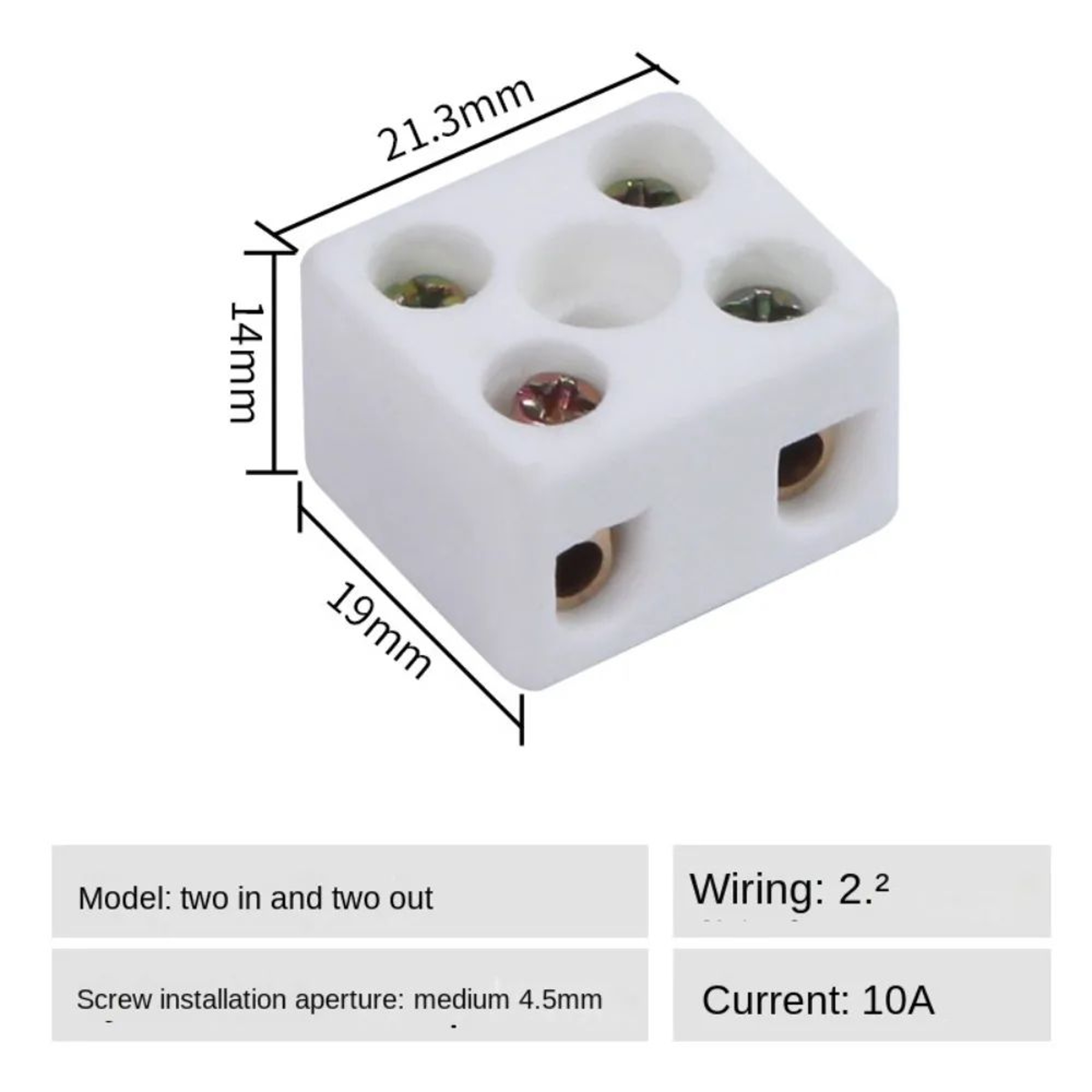 High Temperature Ceramic Wire Connector Terminal Block Screw Wiring Connector 2
