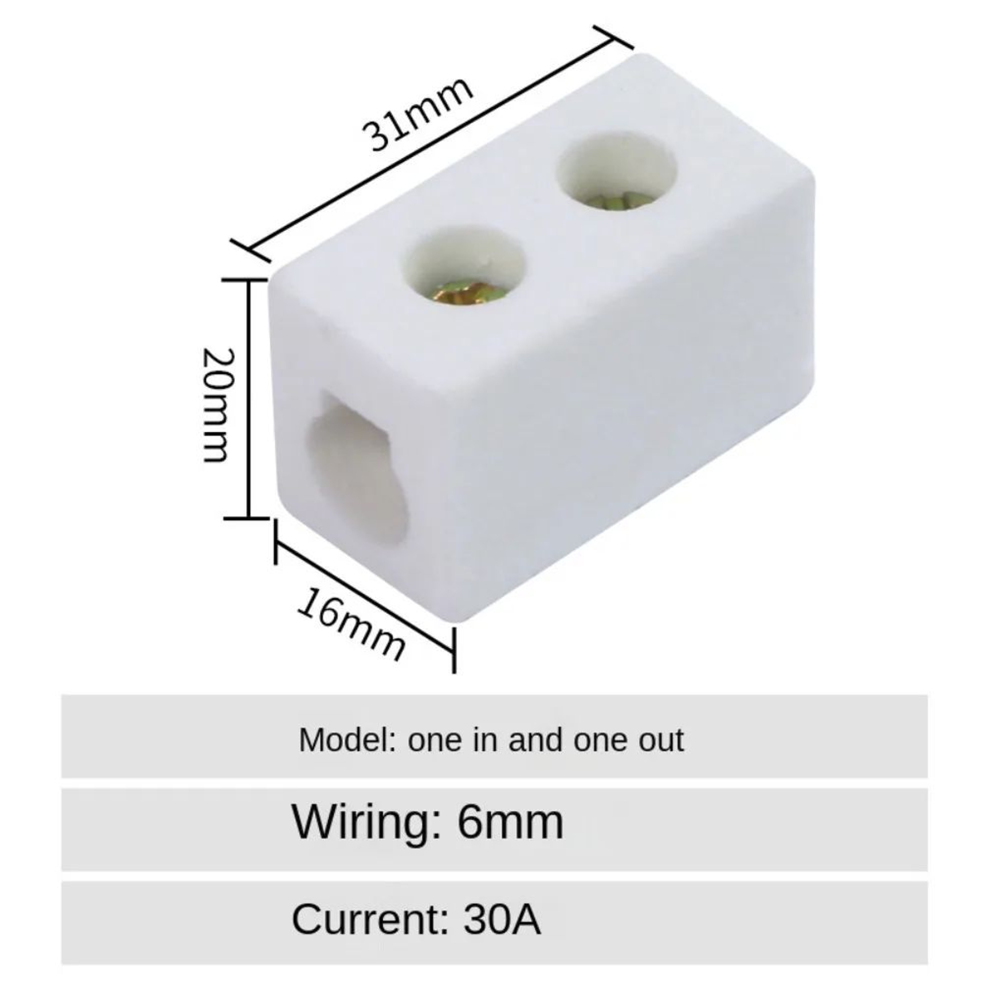 High Temperature Ceramic Wire Connector Terminal Block Screw Wiring Connector 4