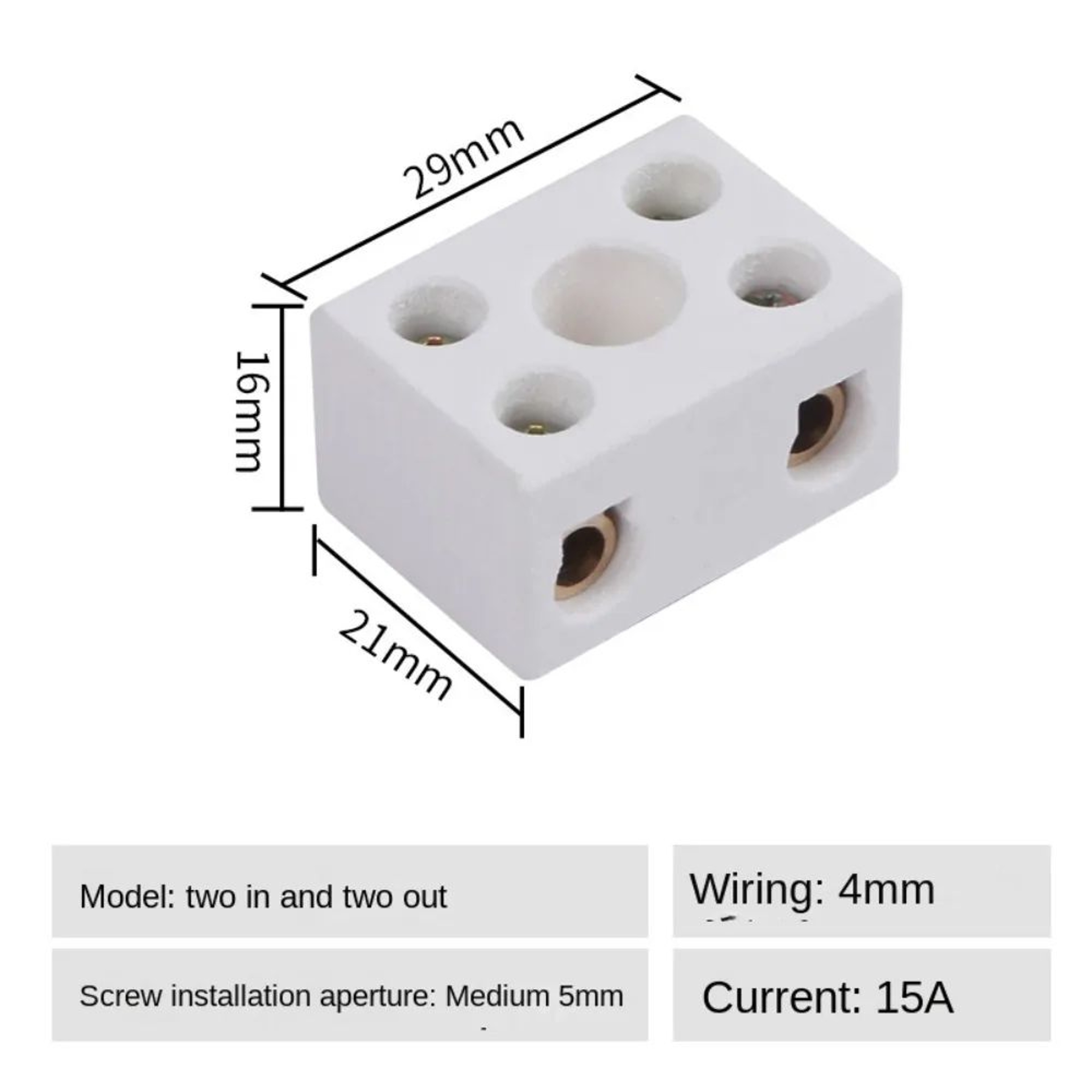 High Temperature Ceramic Wire Connector Terminal Block Screw Wiring Connector 8