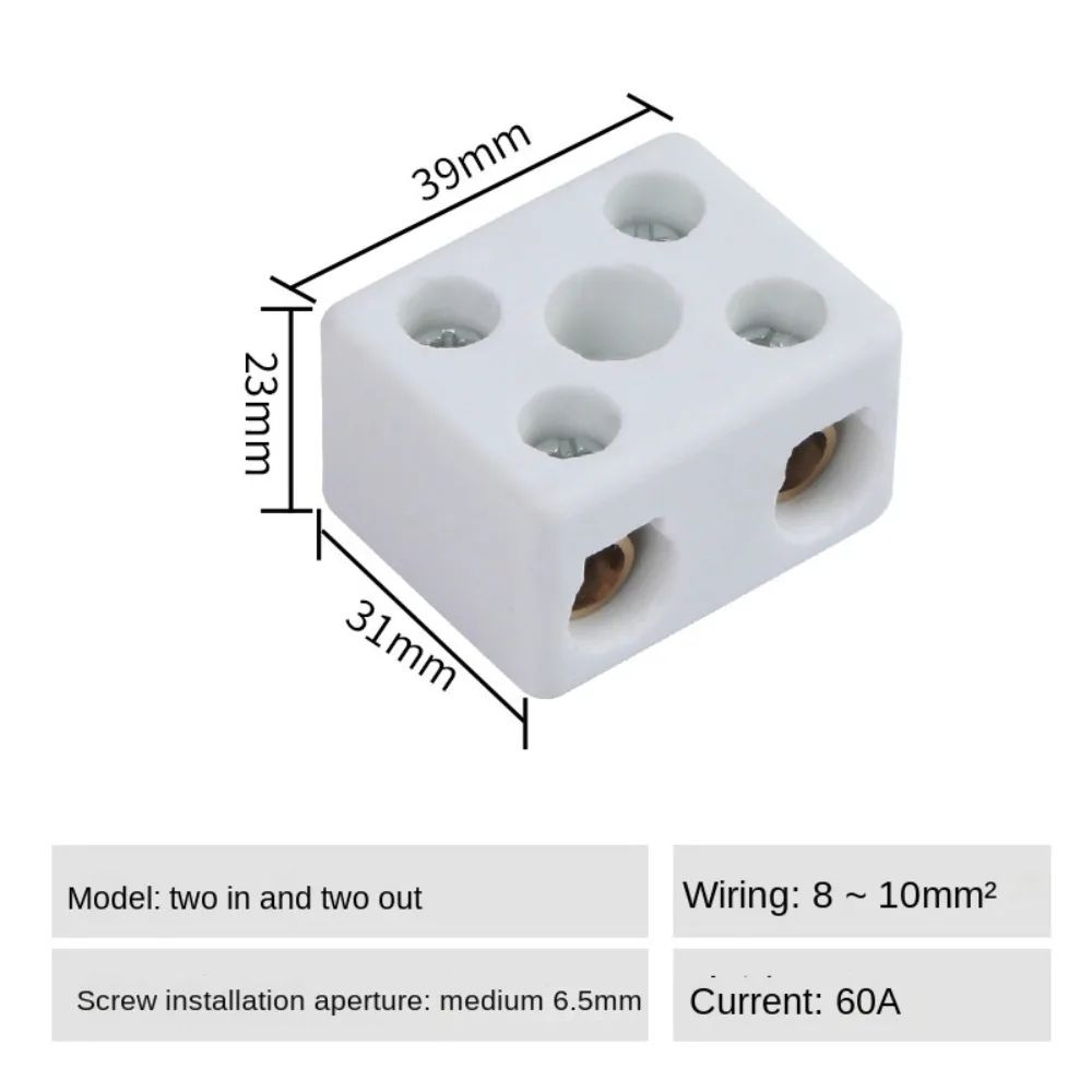 High Temperature Ceramic Wire Connector Terminal Block Screw Wiring Connector 12