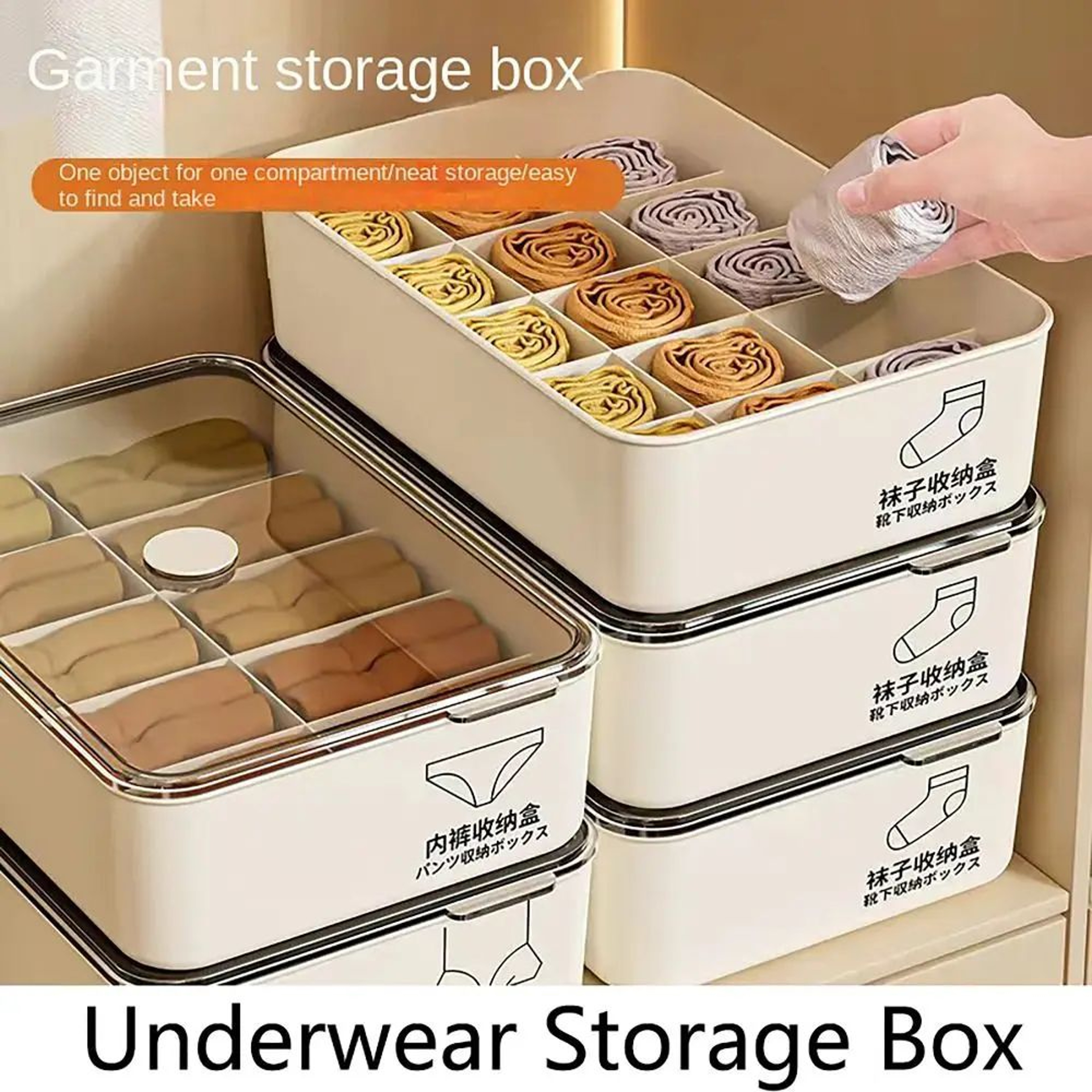Underwear Storage Box With Lid Stackable Sock 3