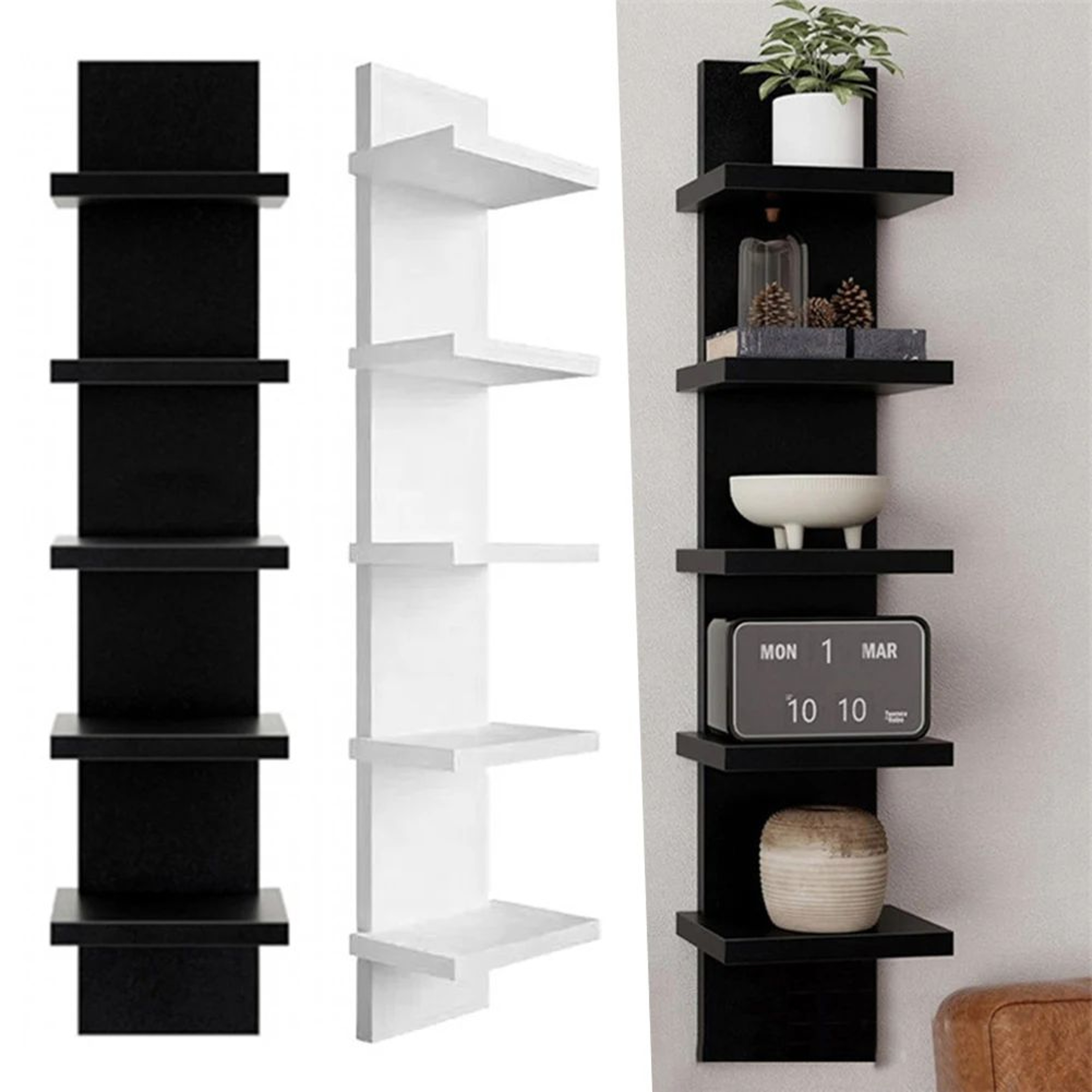 5 Tier Wall Mounted Bookshelf Floating Storage Shelf For Books And Home Decor 0