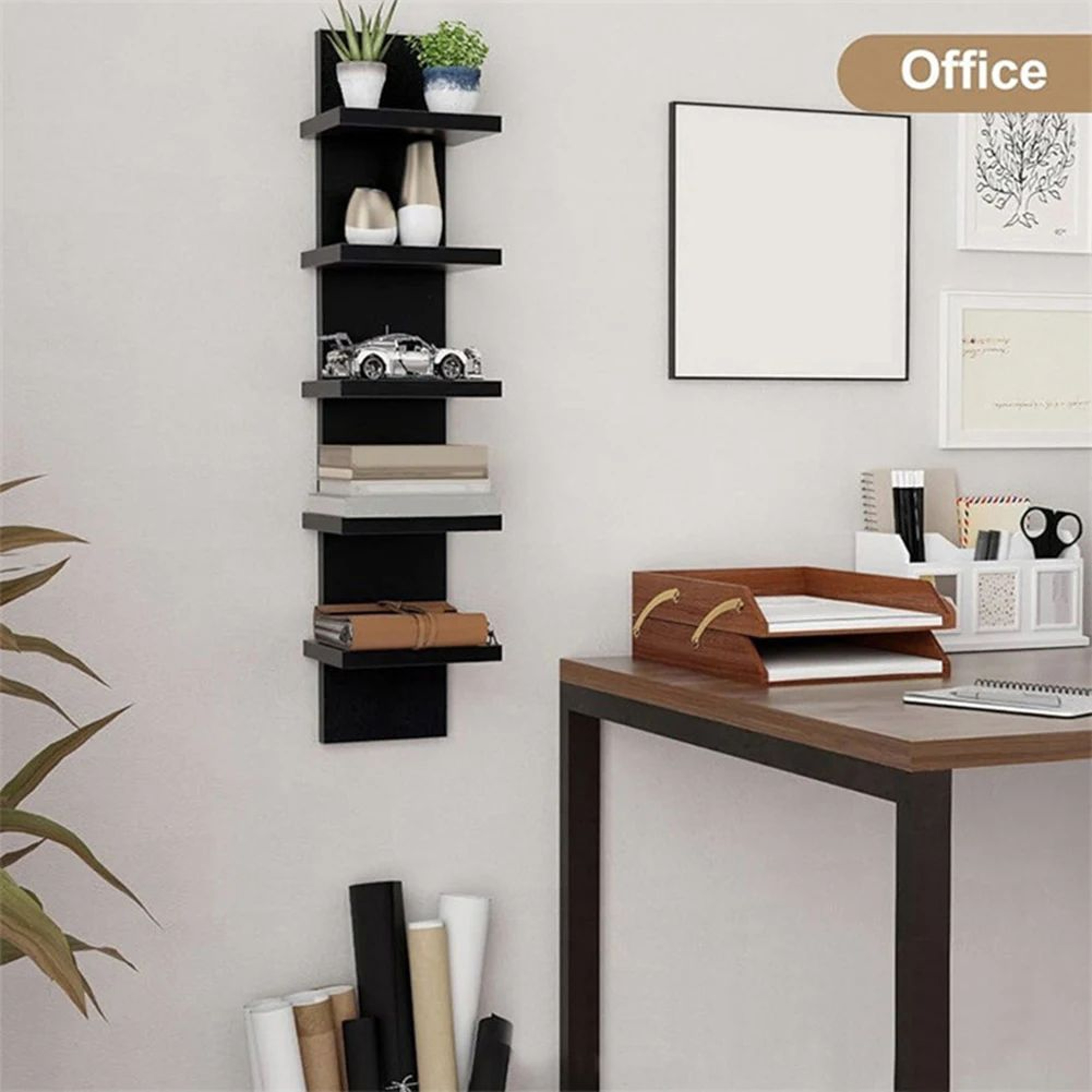 5 Tier Wall Mounted Bookshelf Floating Storage Shelf For Books And Home Decor 1
