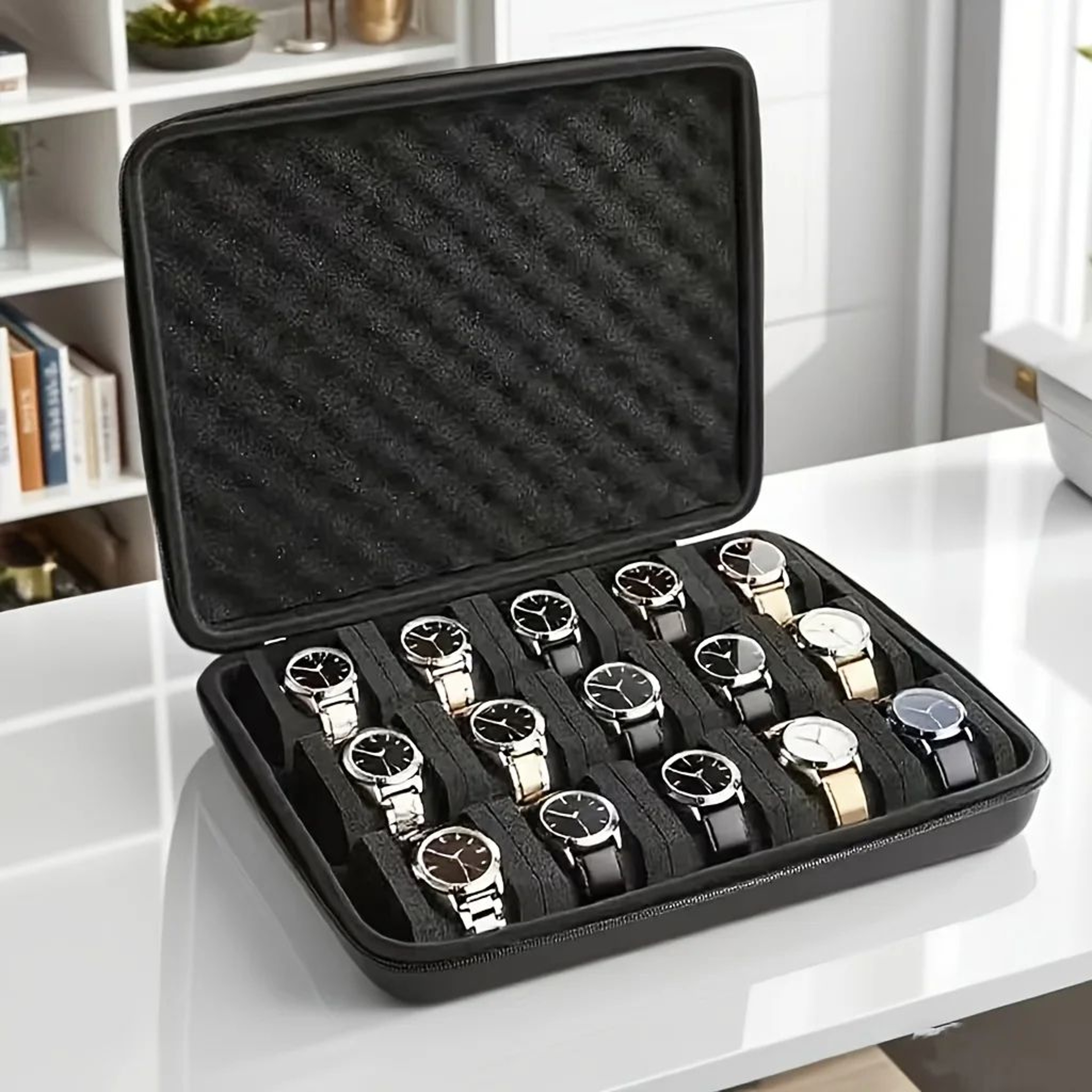 15 Slot Watch Storage Box Jewelry Organizer Display Case For Watches And Accessories 5