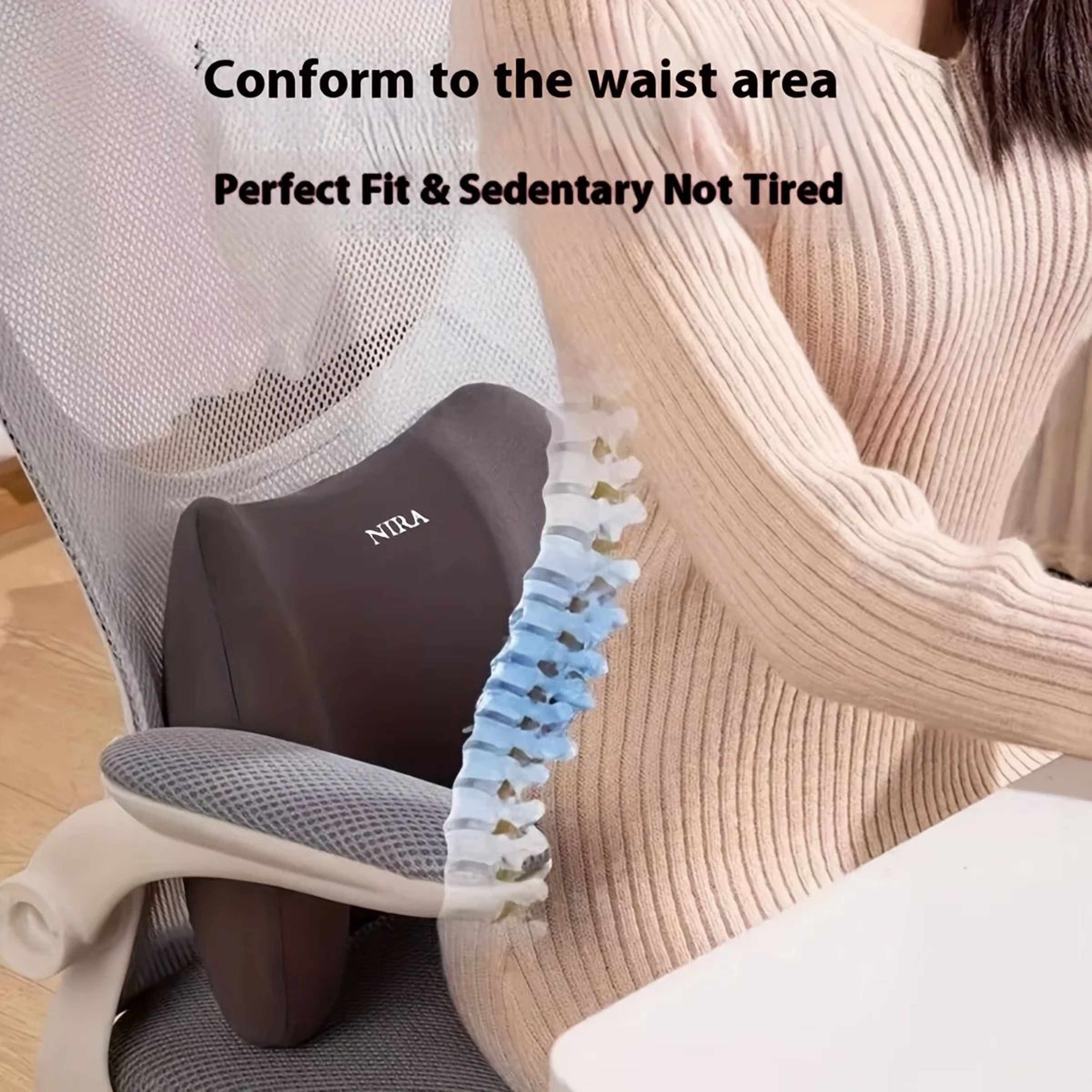Memory Foam Lumbar Support Pillow Ergonomic Back Cushion For Office Chair Car And Bed 1