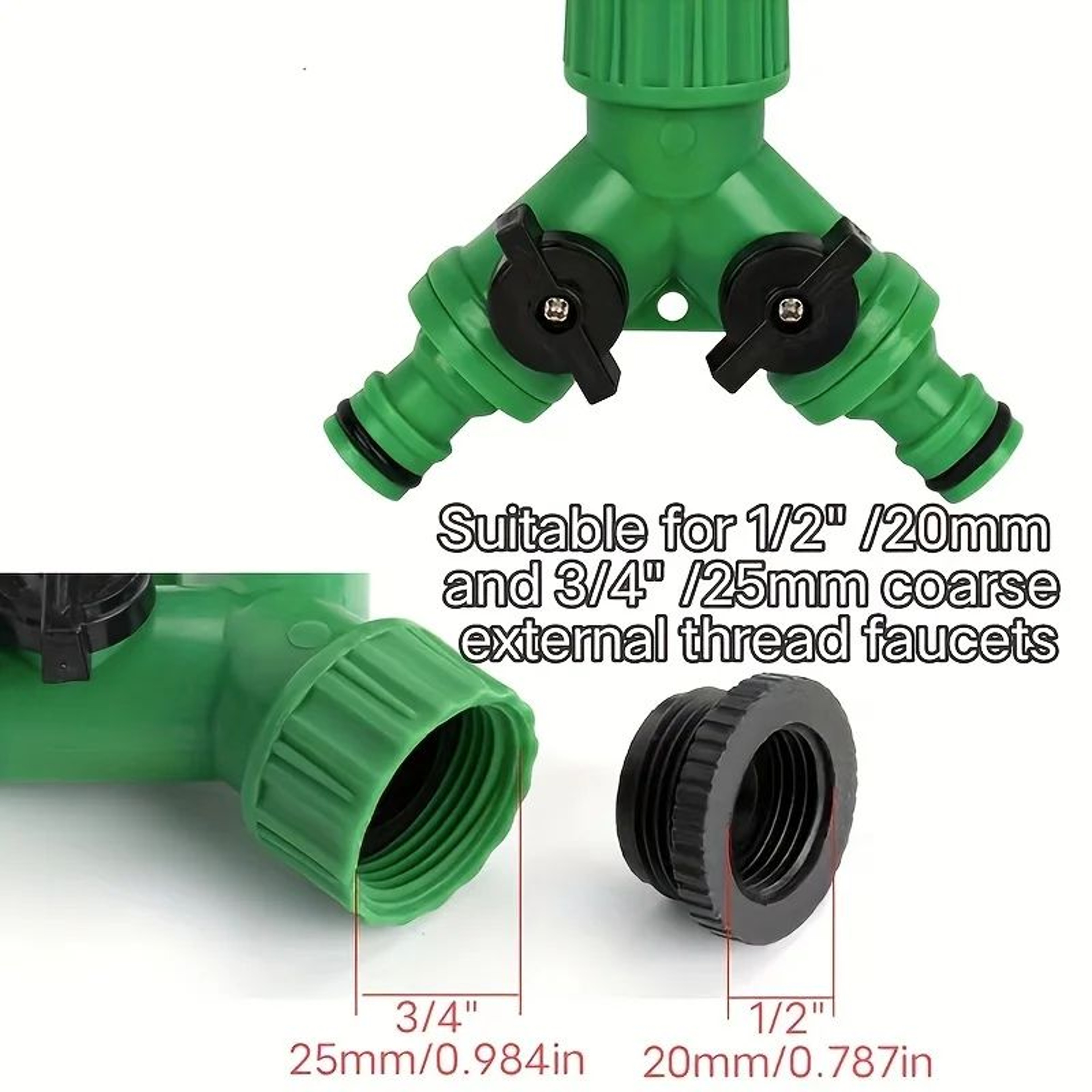 Dual Outlet Garden Hose Splitter With Quick Connector For Outdoor Faucets 5