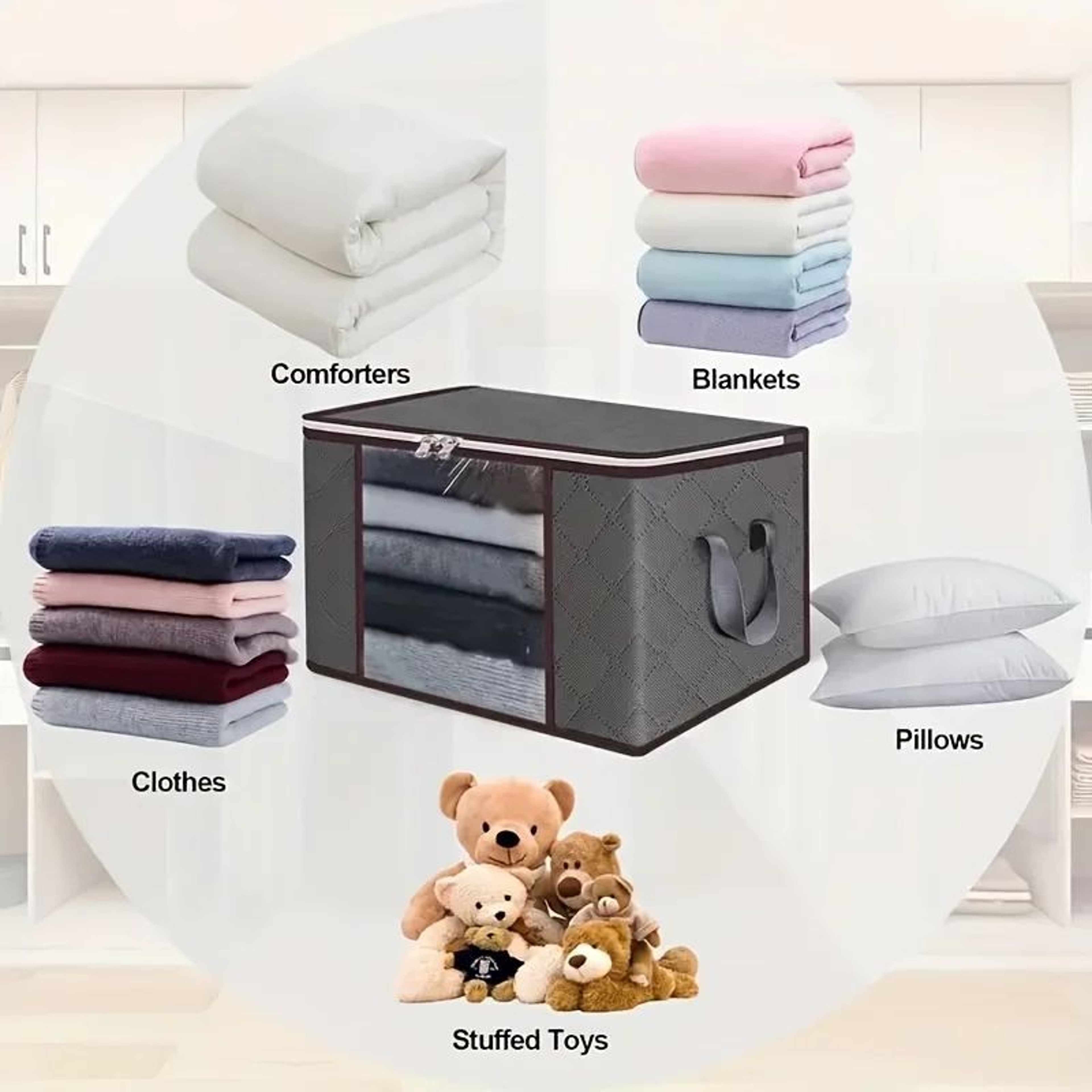 6 Pack Large Storage Bags With Zipper Foldable Clothes Storage Organizer 2