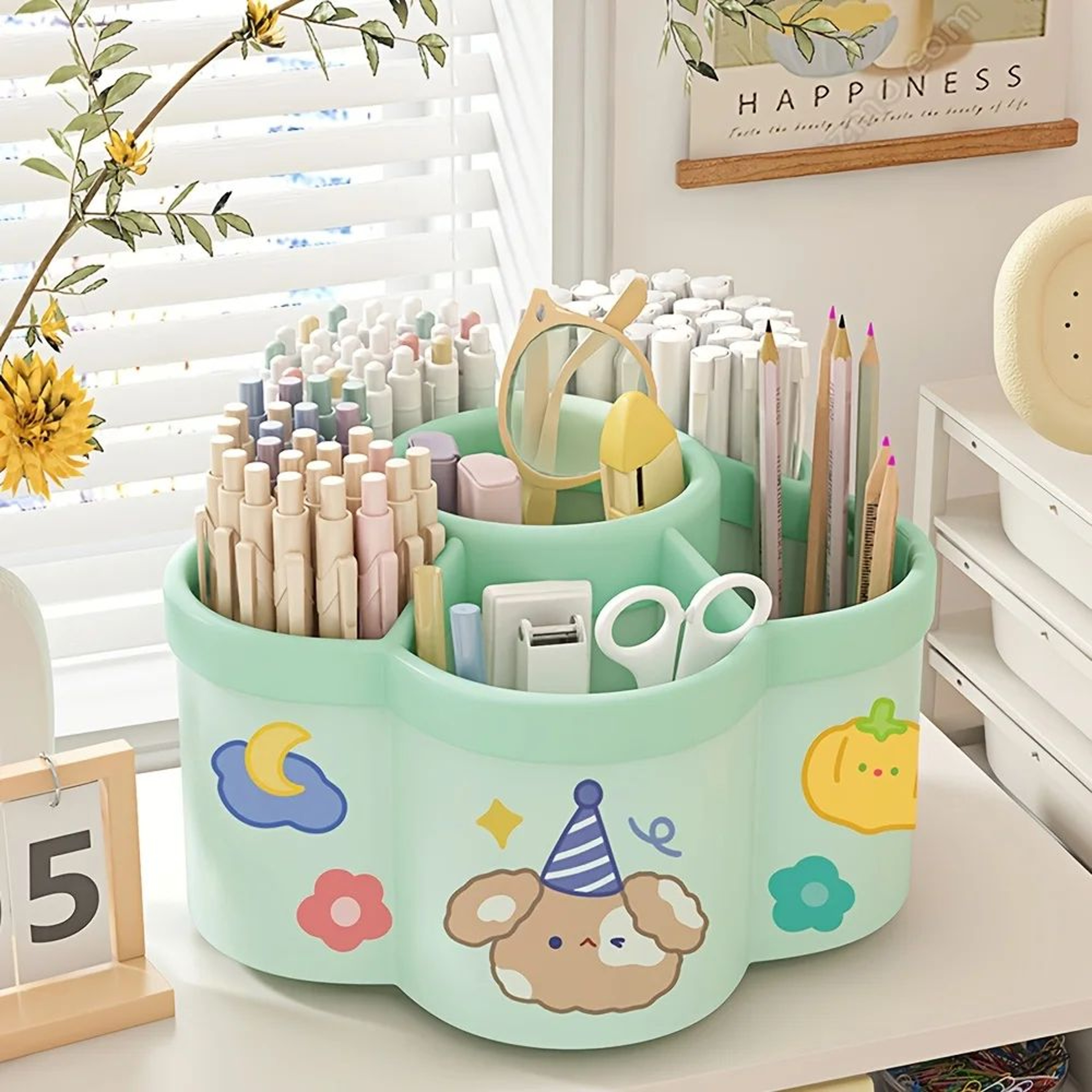 Rotating Desk Organizer Multi Compartment Office Supply Storage Caddy 6