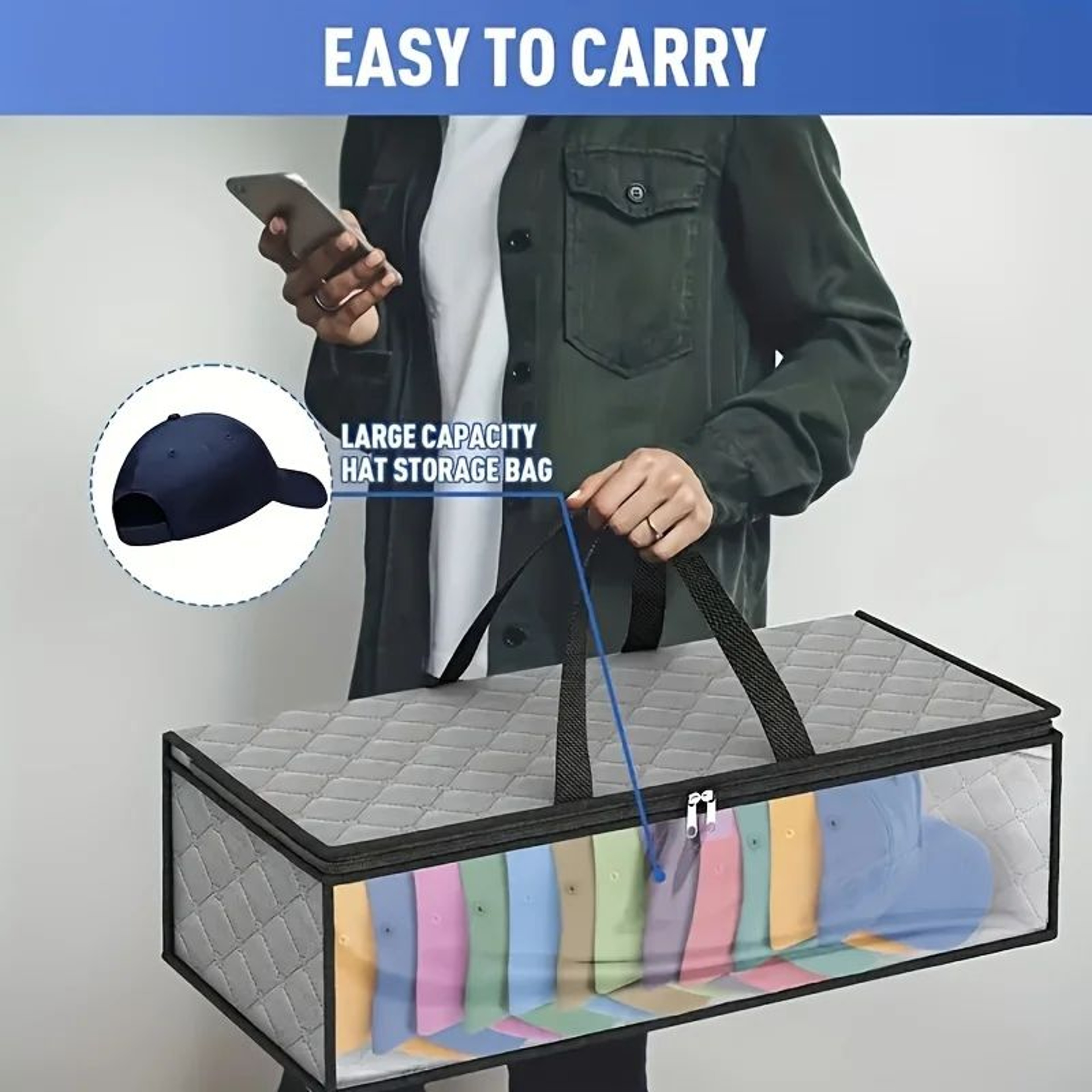 Baseball Hat Storage Organizer Bag Holds Up To 20 Caps 0