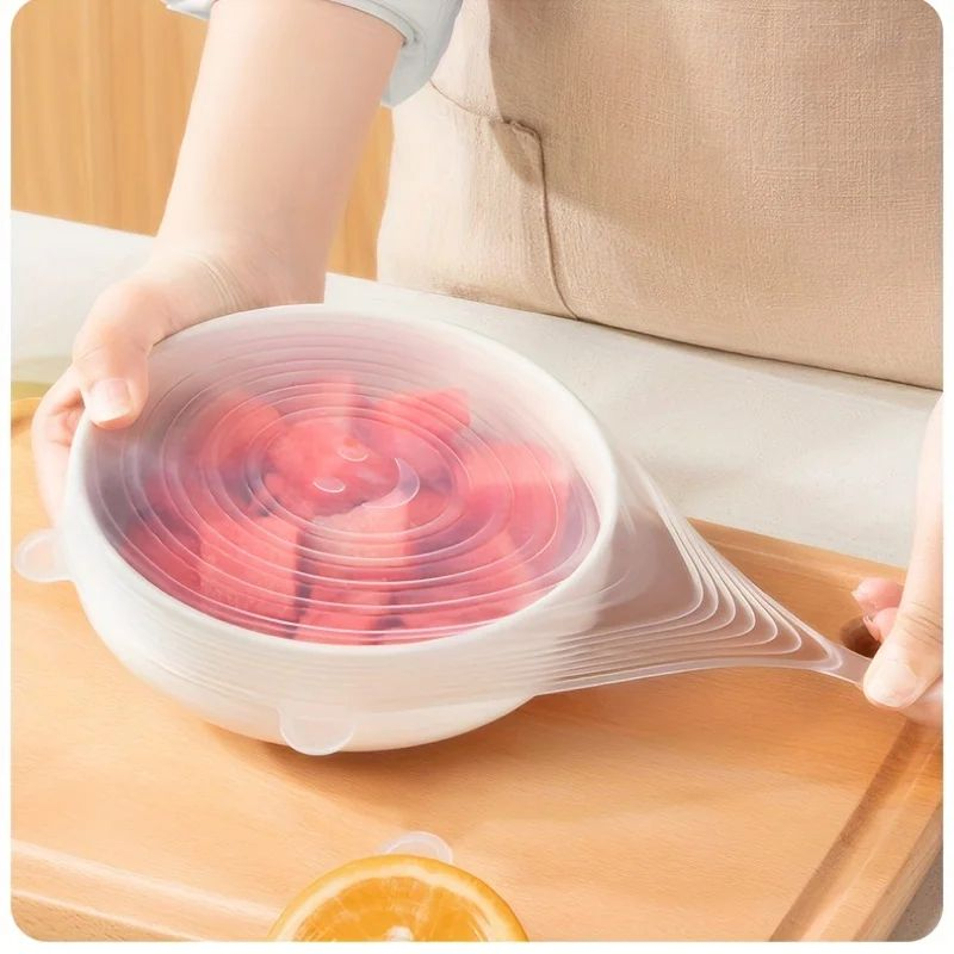 Reusable Silicone Bowl Lids Food Covers Set 2