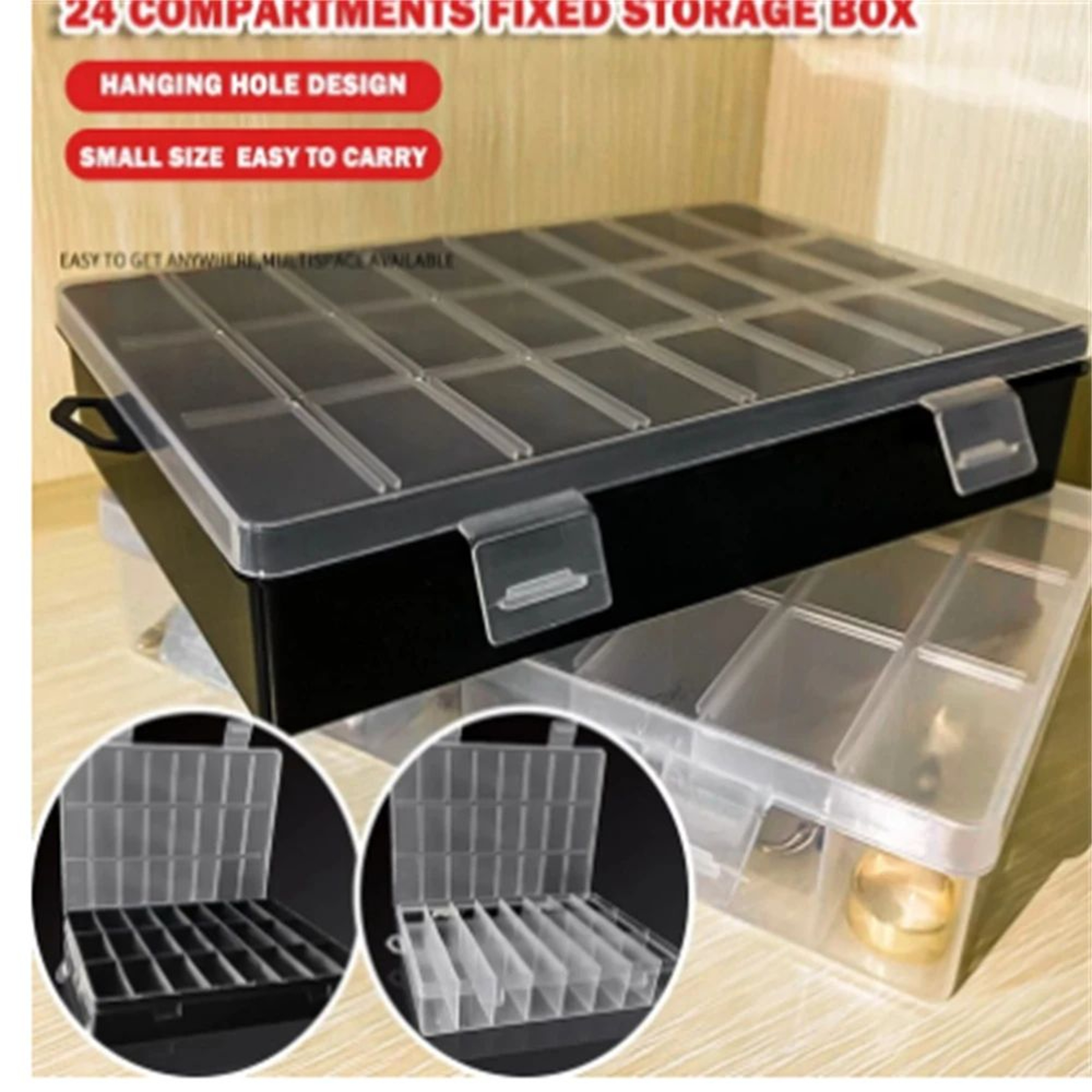 24 Grid Plastic Storage Organizer Box Clear Craft And Jewelry Storage Case 4
