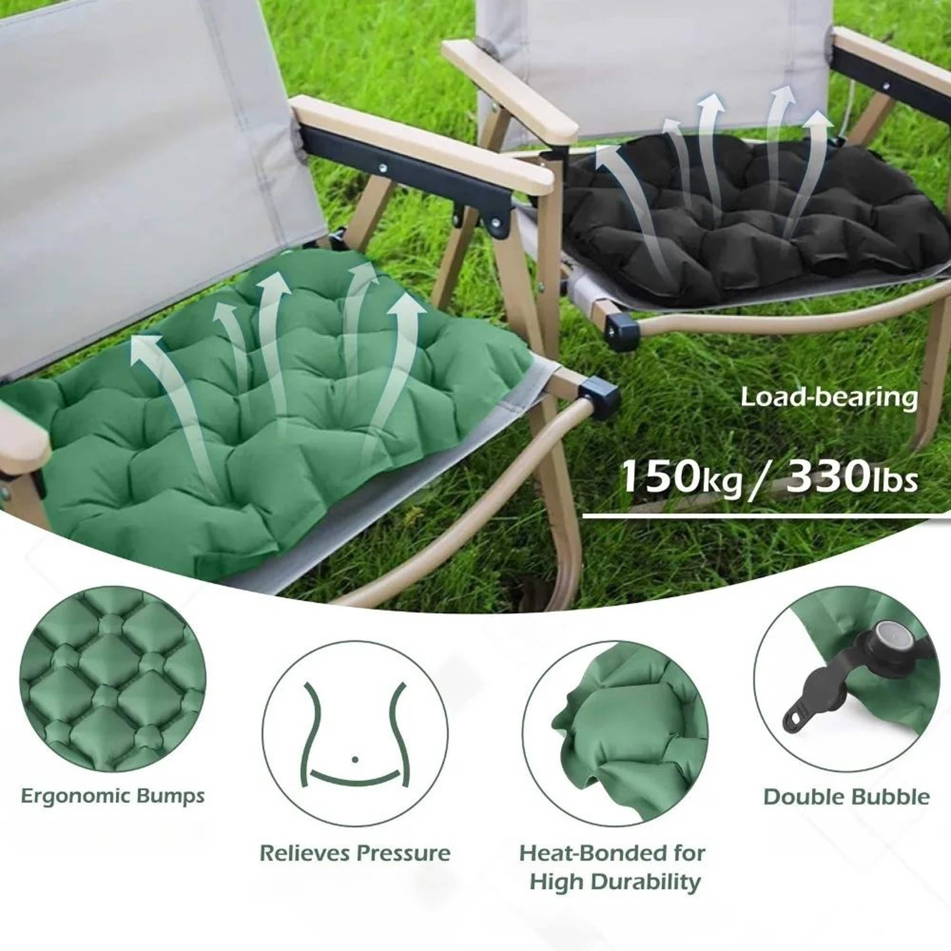 Portable Inflatable Seat Cushion Camping Seat Pad Travel Air Cushion 0