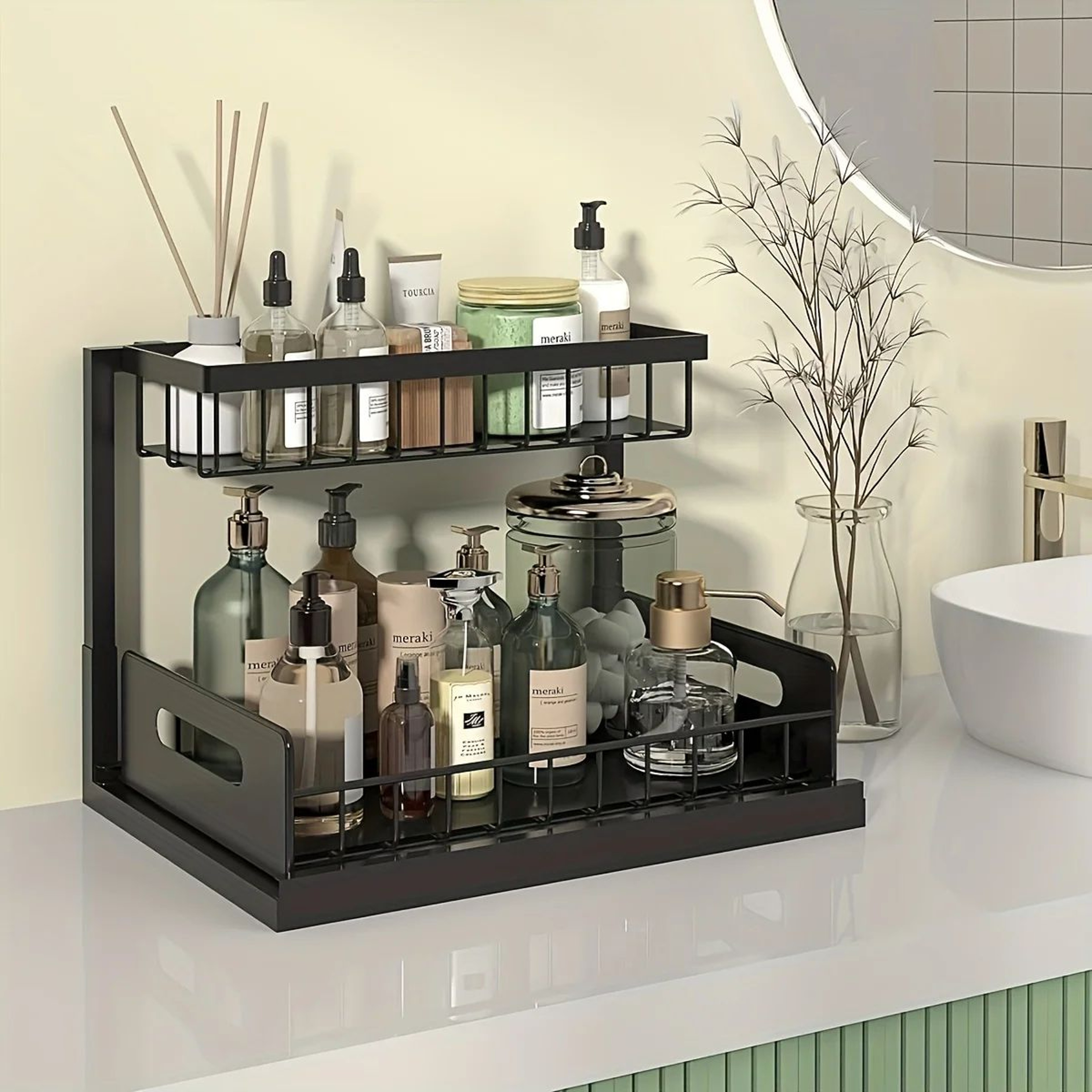Sliding Under Sink Organizer Kitchen Storage Rack Cabinet Drawer 6