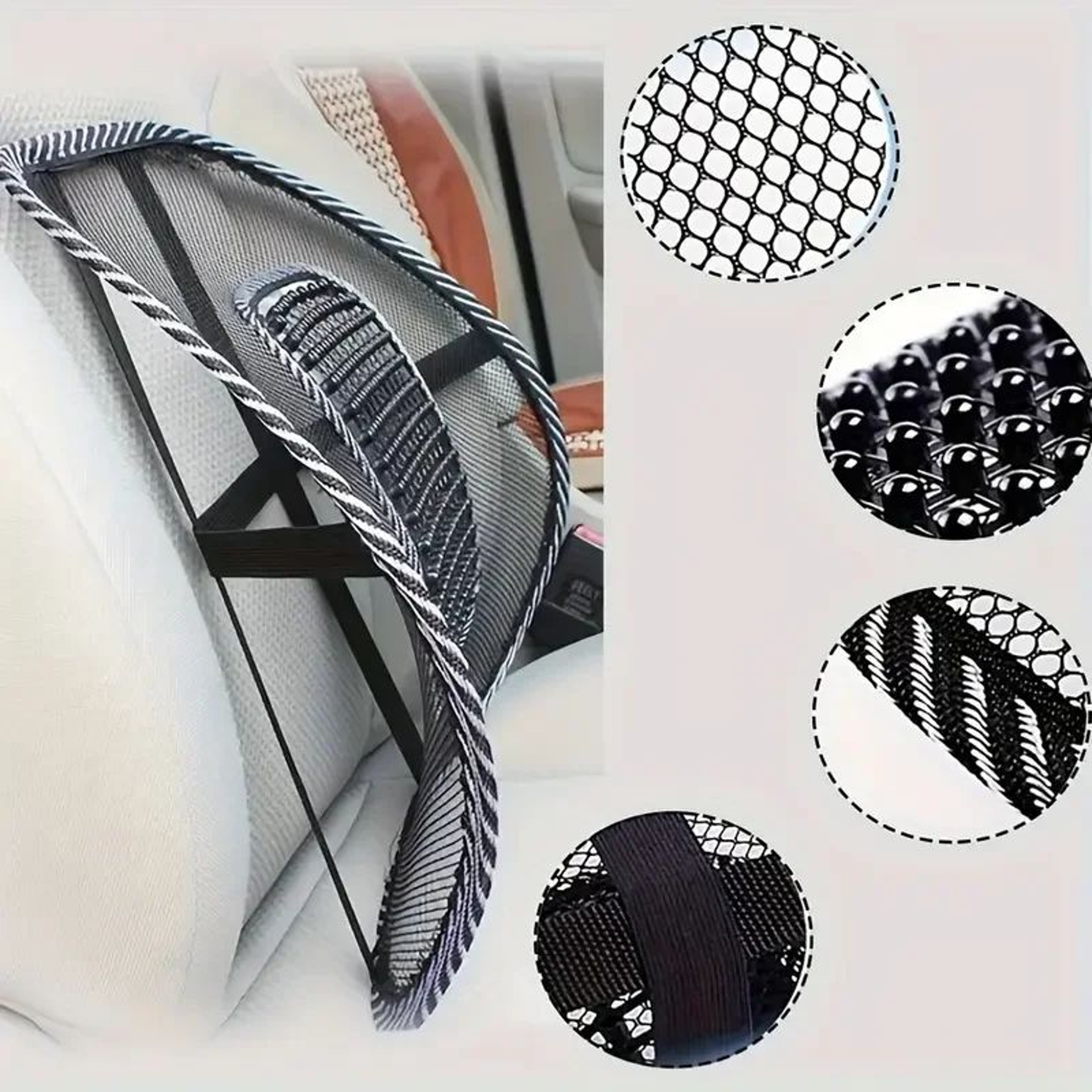 Mesh Lumbar Support Cushion Ergonomic Back Support For Car And Office Chair 2