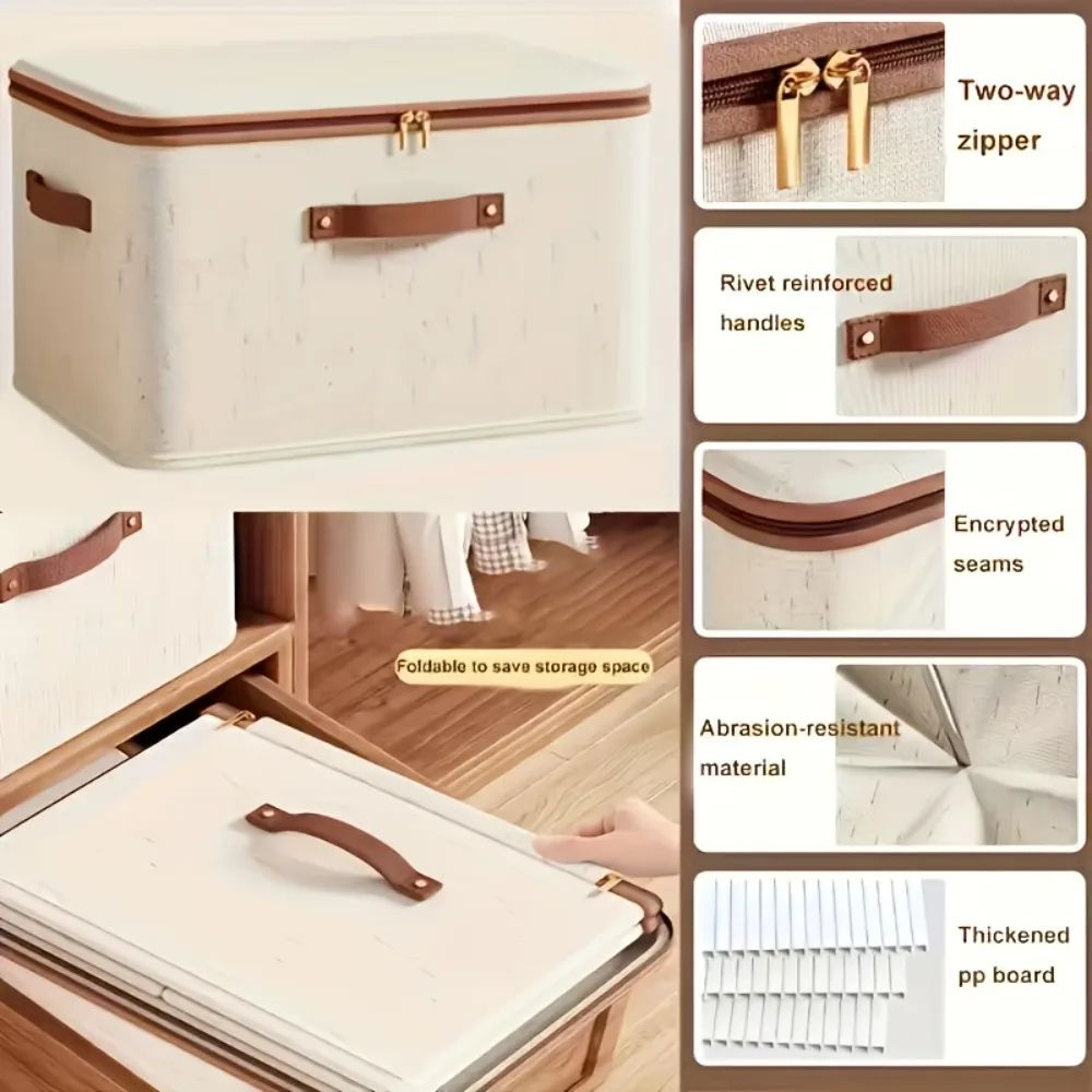 Foldable Under Bed Storage Box Large Linen Storage Organizer With Lid 5