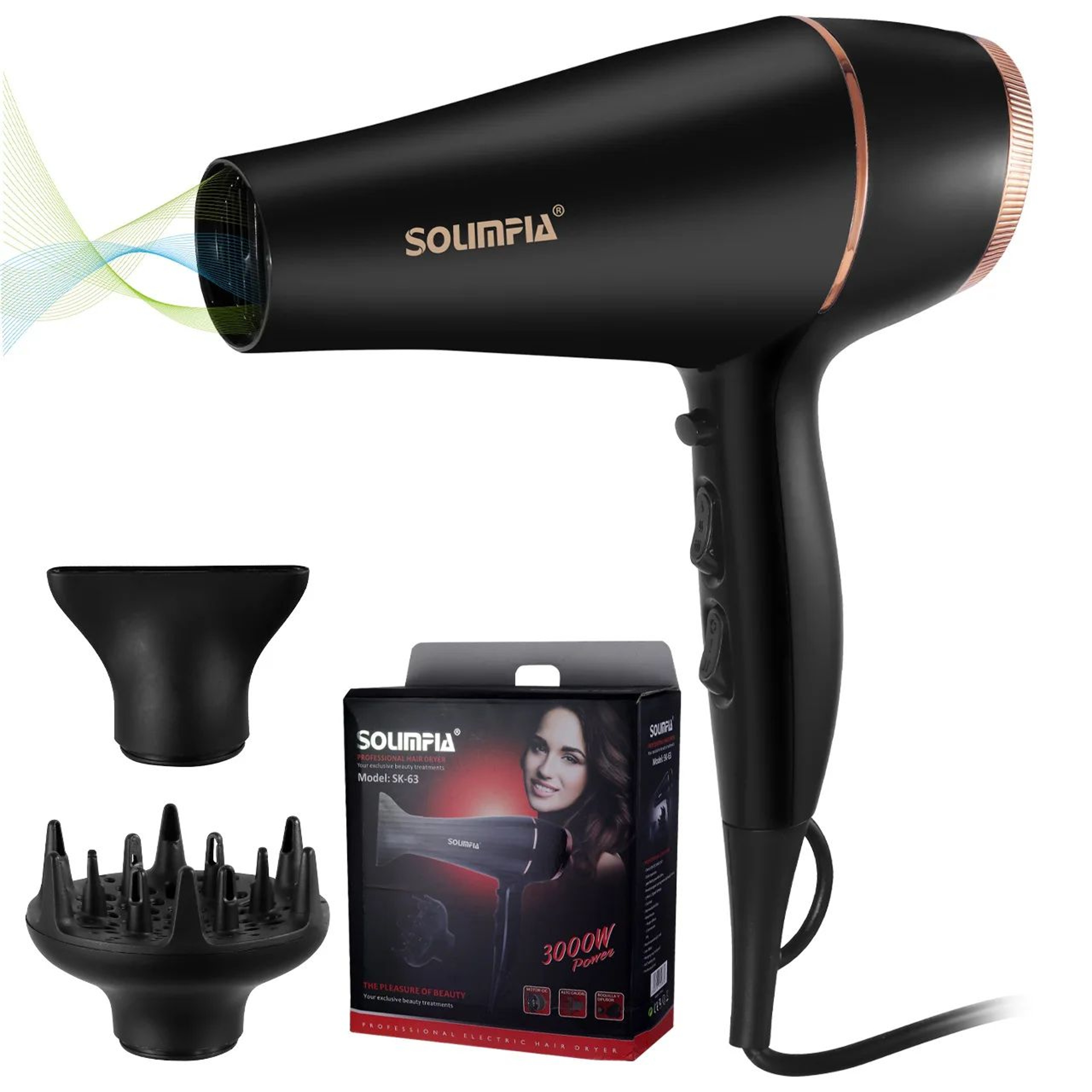 Professional Ionic Hair Dryer Five Temperature Fast Dry Blow Dryer 8