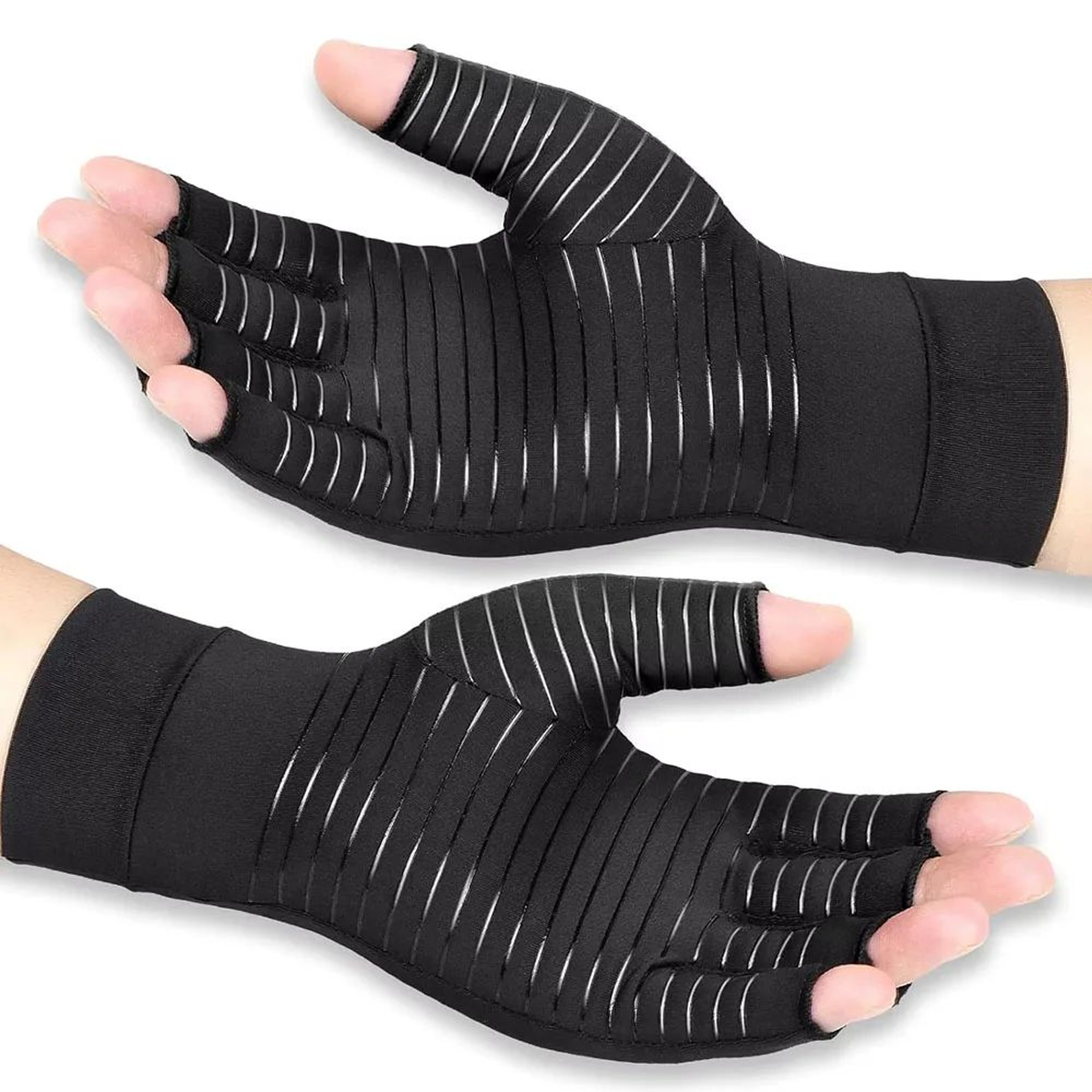 Copper Compression Gloves For Arthritis Open Finger Hand Support 6