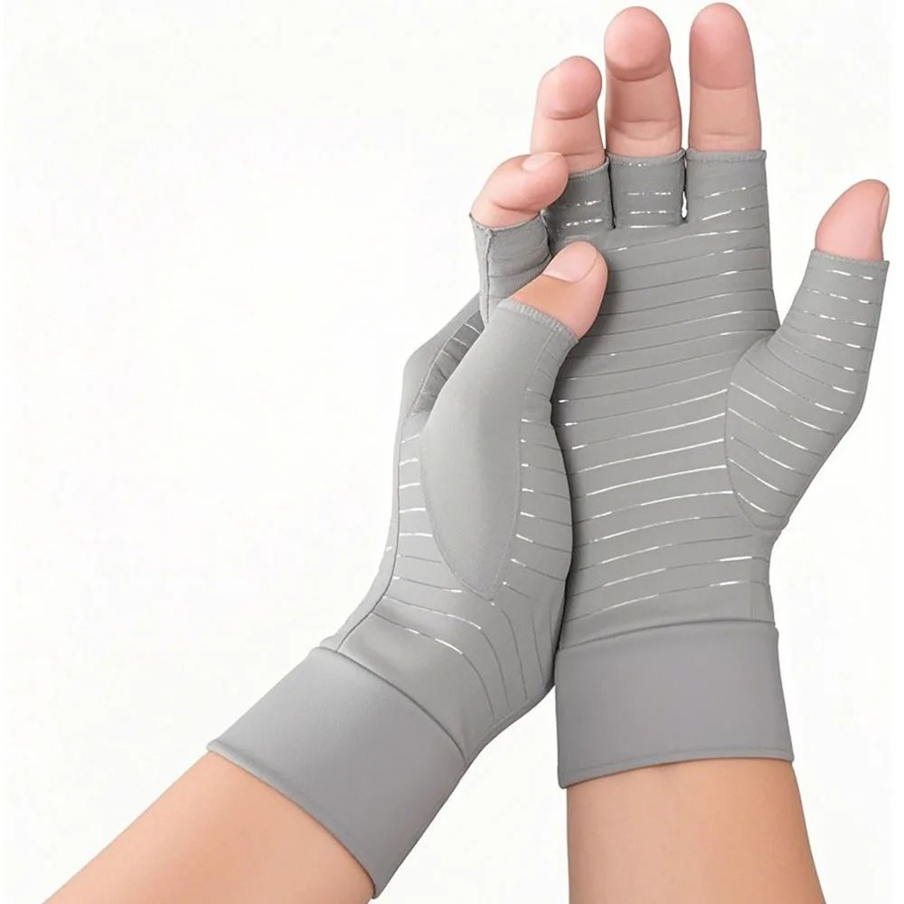 Copper Compression Gloves For Arthritis Open Finger Hand Support 7