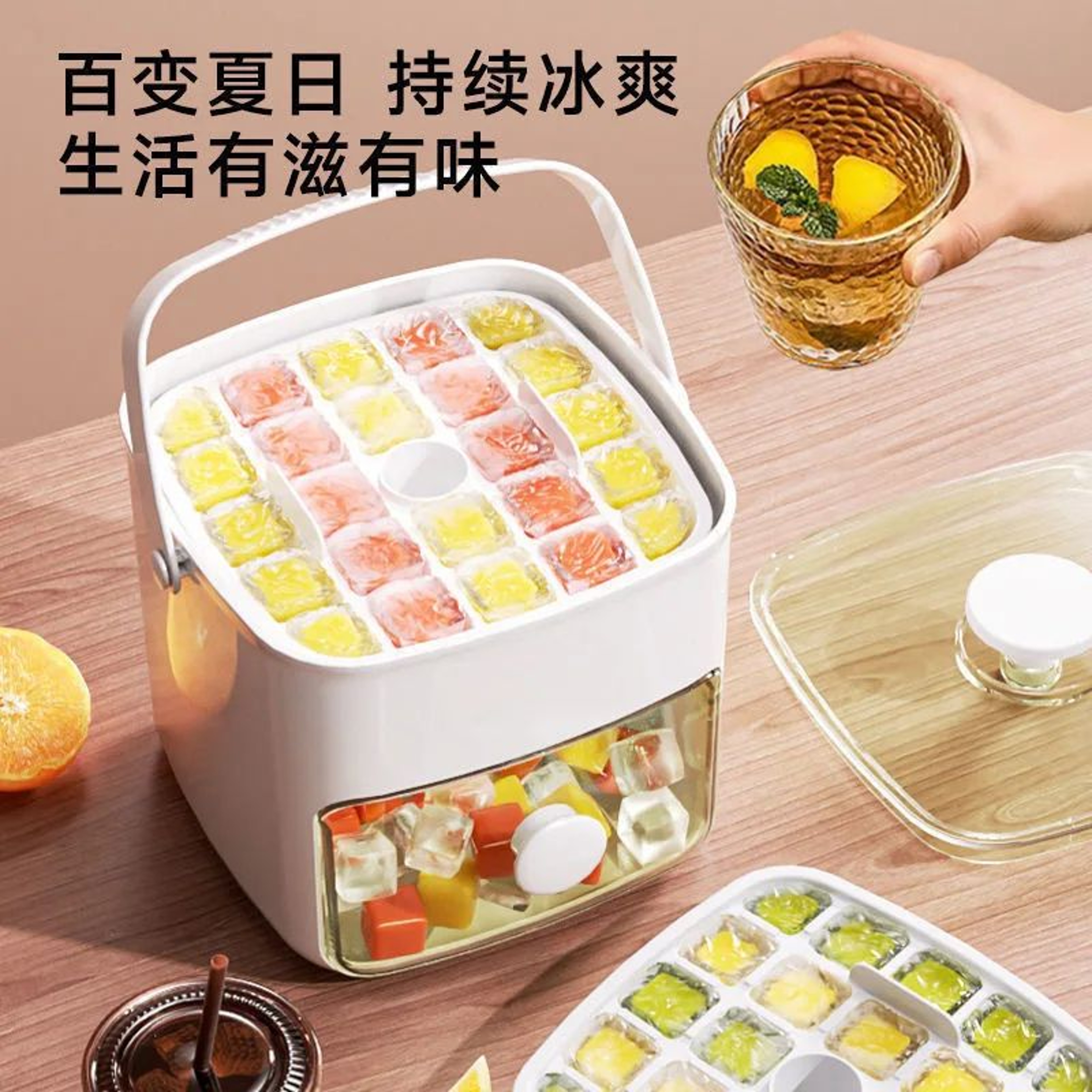 48 Grid Ice Cube Tray With Storage Bin And Easy Release Lid 2