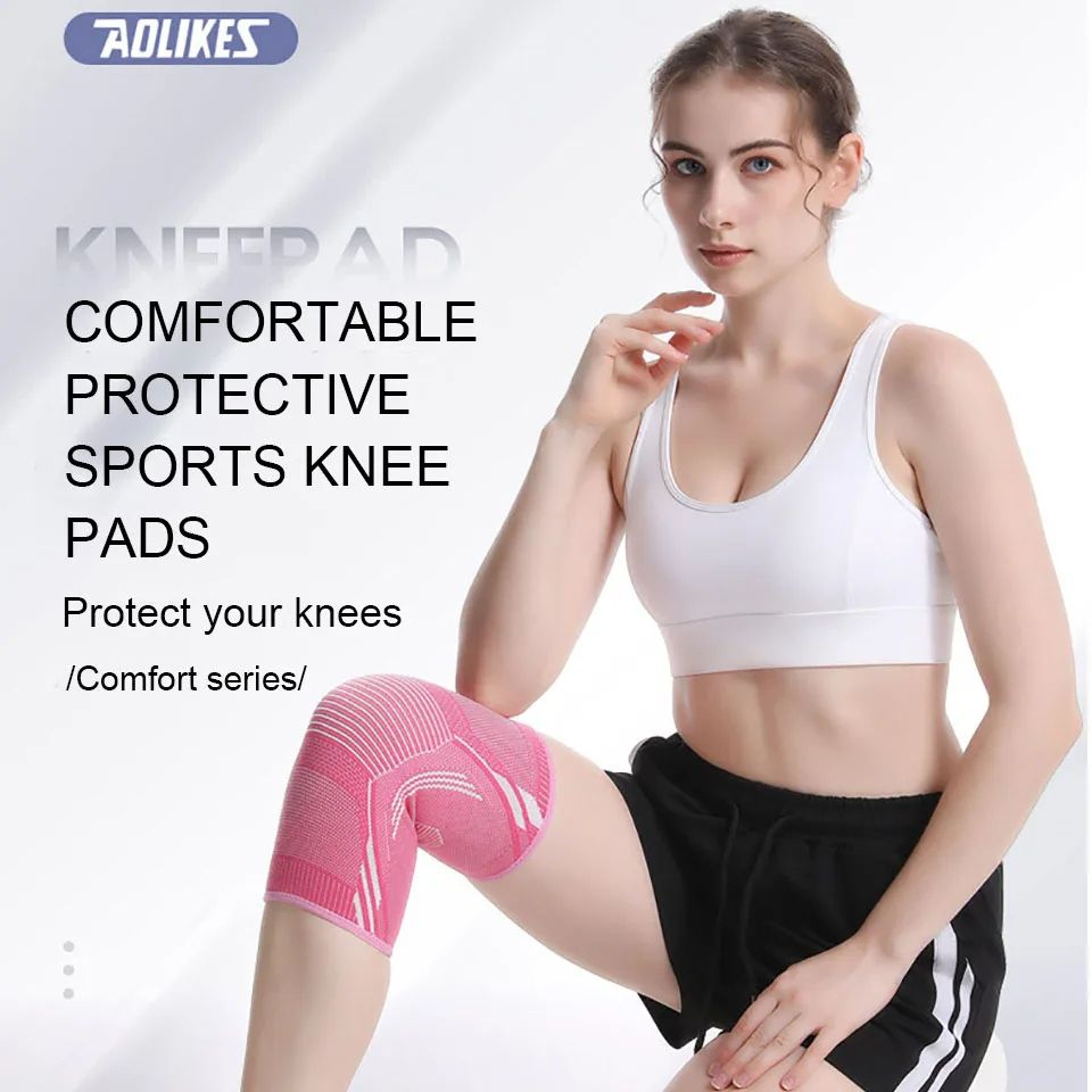 AOLIKES Compression Knee Sleeve No Slip Knee Brace For Running Cycling And Sports Support 5