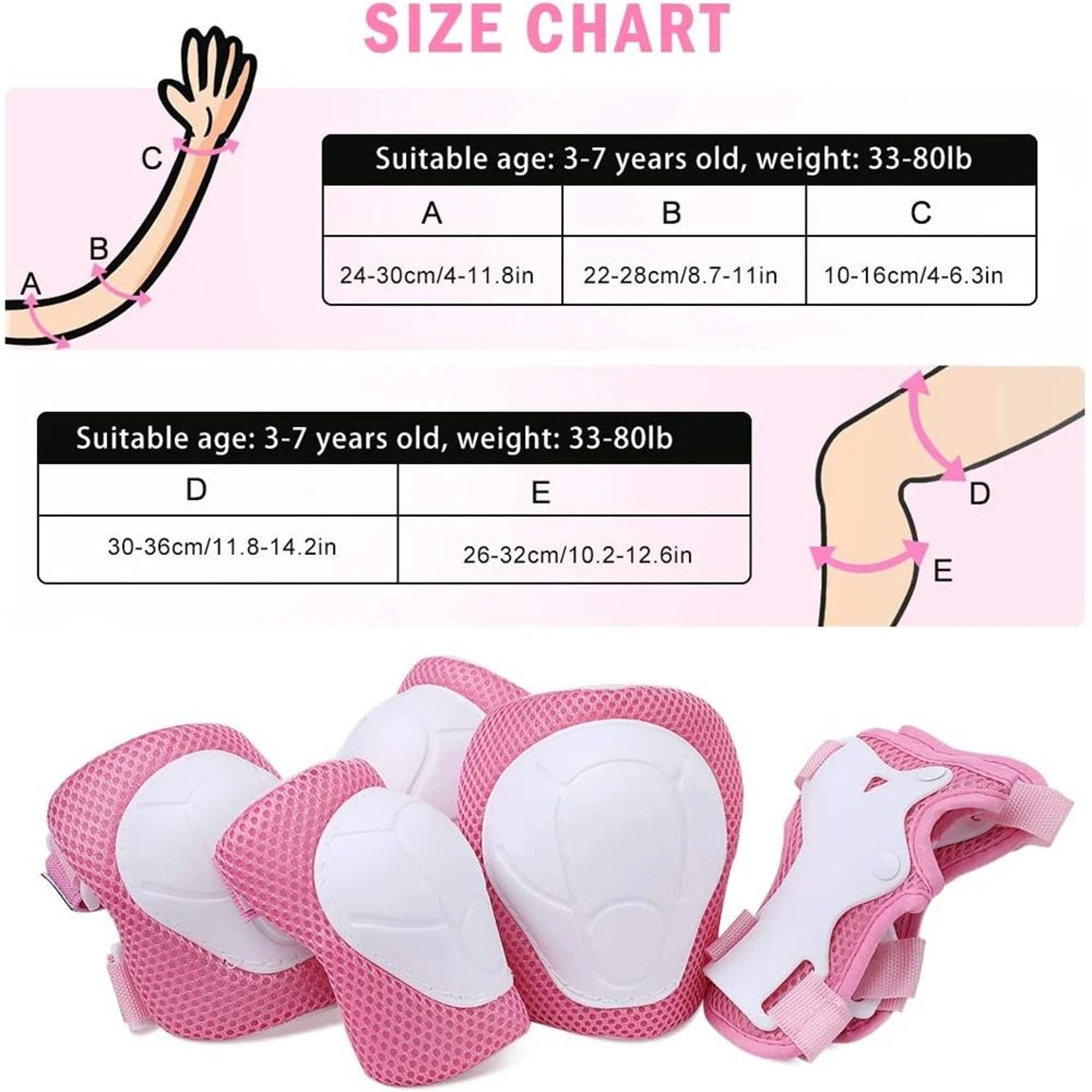 Kids Protective Gear Set 6 Piece Kids Knee And Elbow Pads With Wrist Guards For Skating Cycling And 4