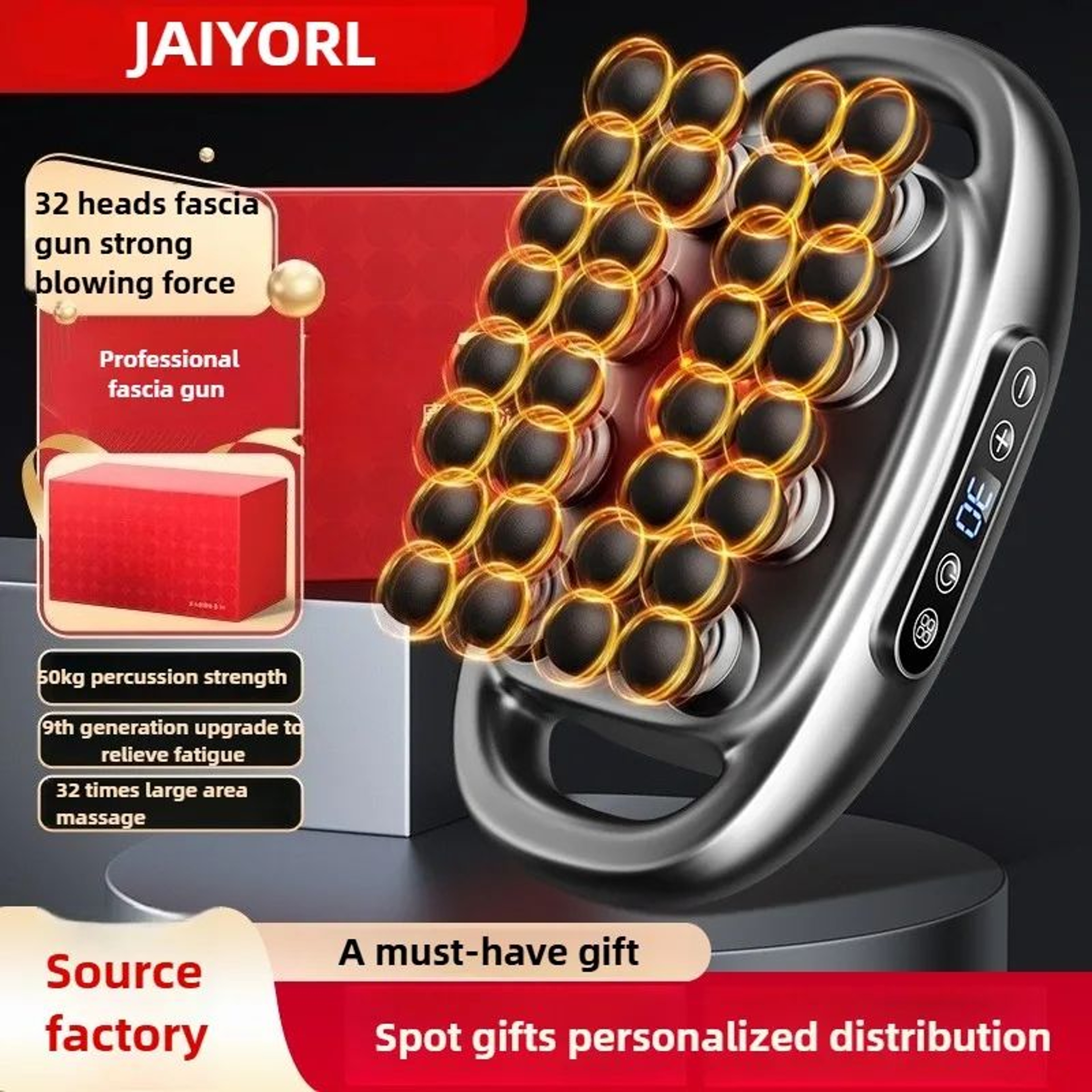 Deep Tissue Massage Gun With Red Light Therapy And 32 Massage Heads 0