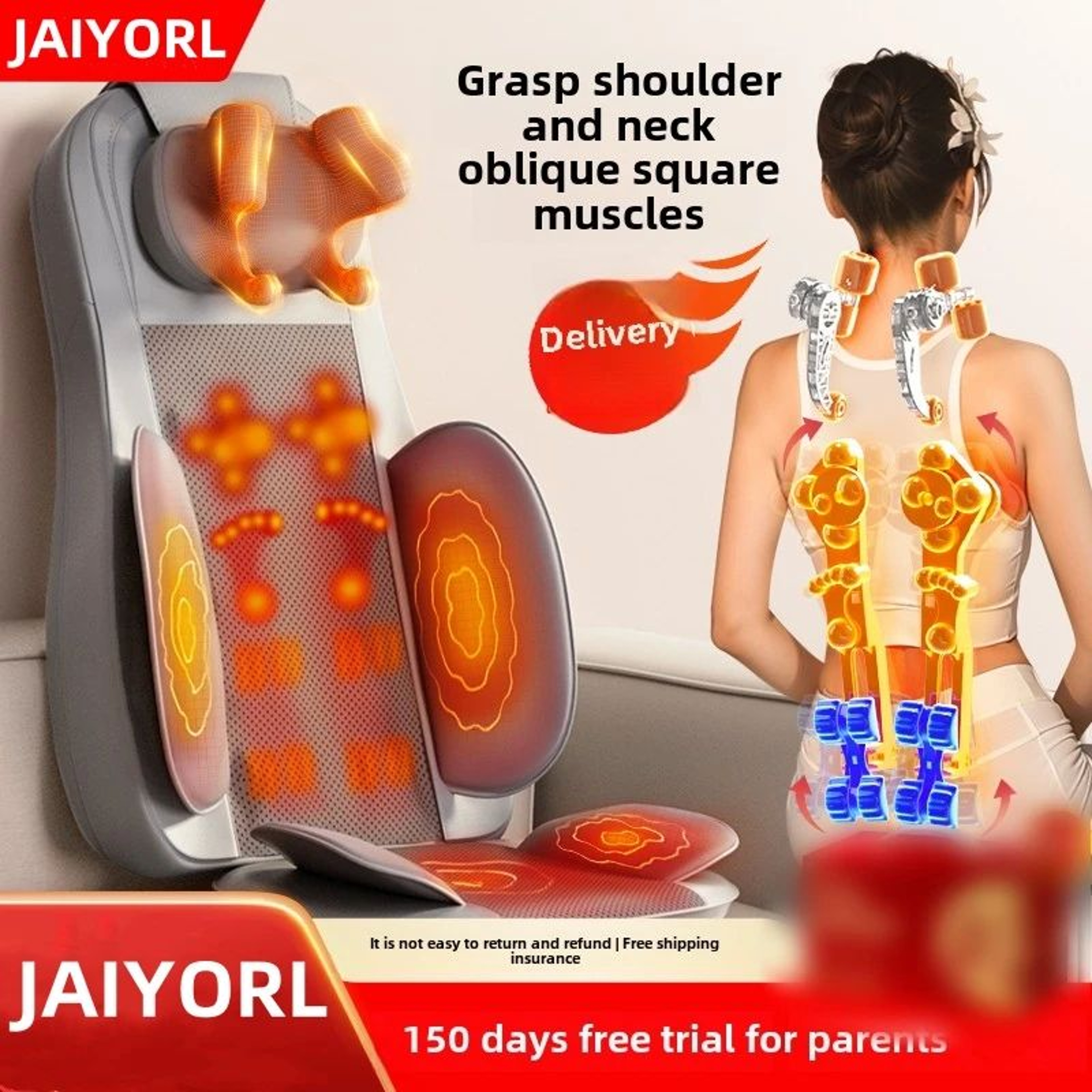 Electric Massage Chair Cushion With Shiatsu Neck Back And Waist Massage 6