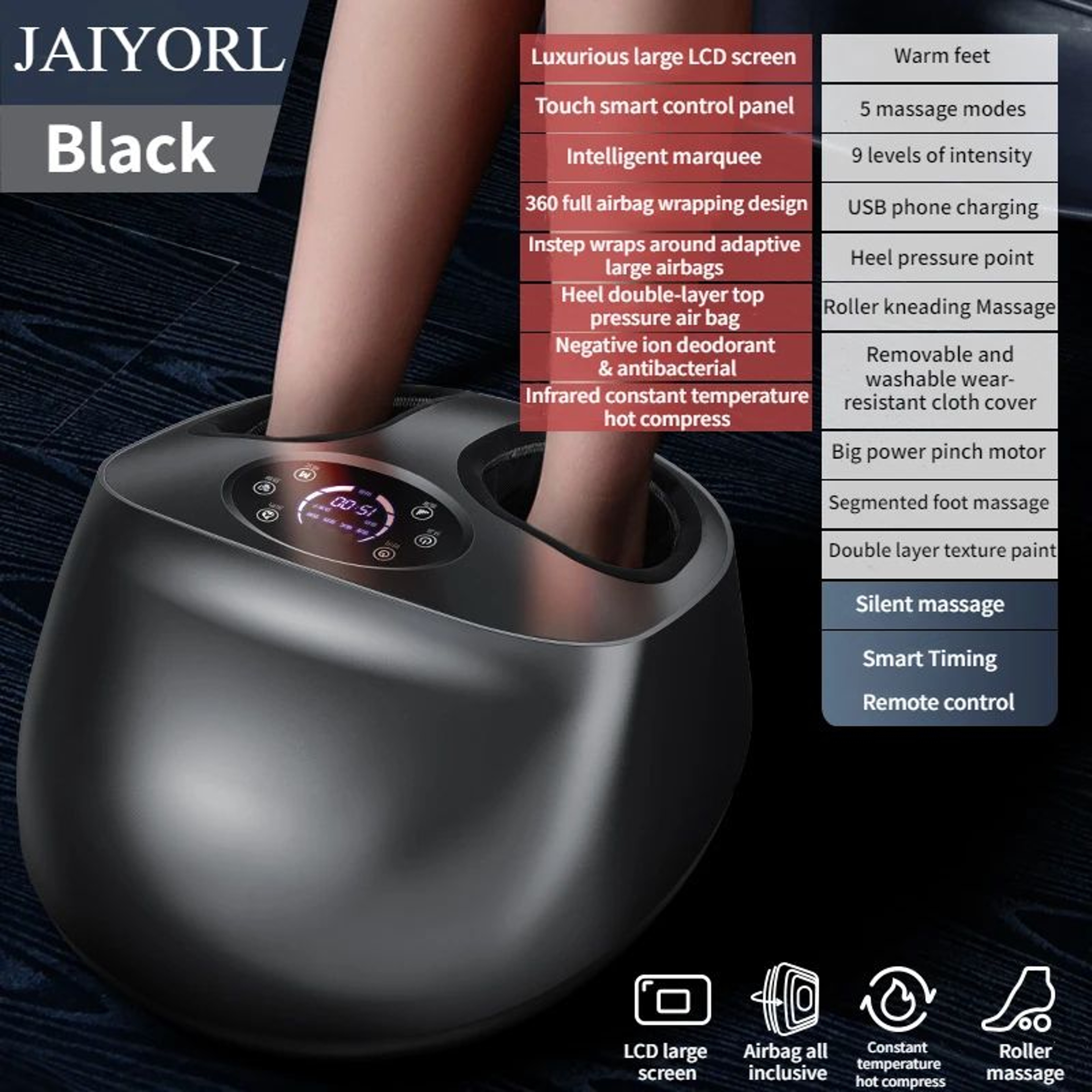 Electric Shiatsu Foot Massager With Heat And Air Compression 6