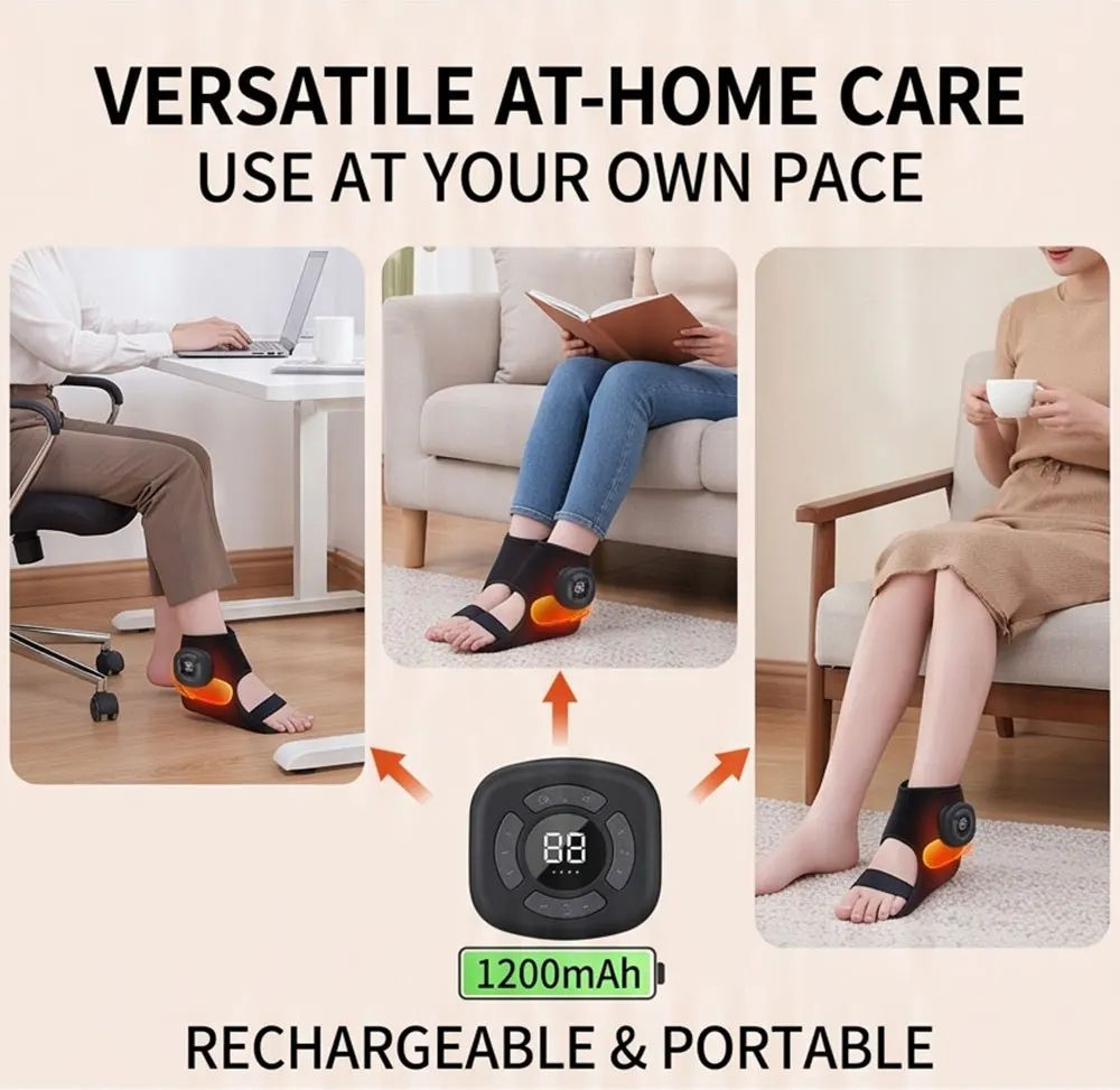 Cordless Heated Ankle Massager Wrap With Vibration Support 2