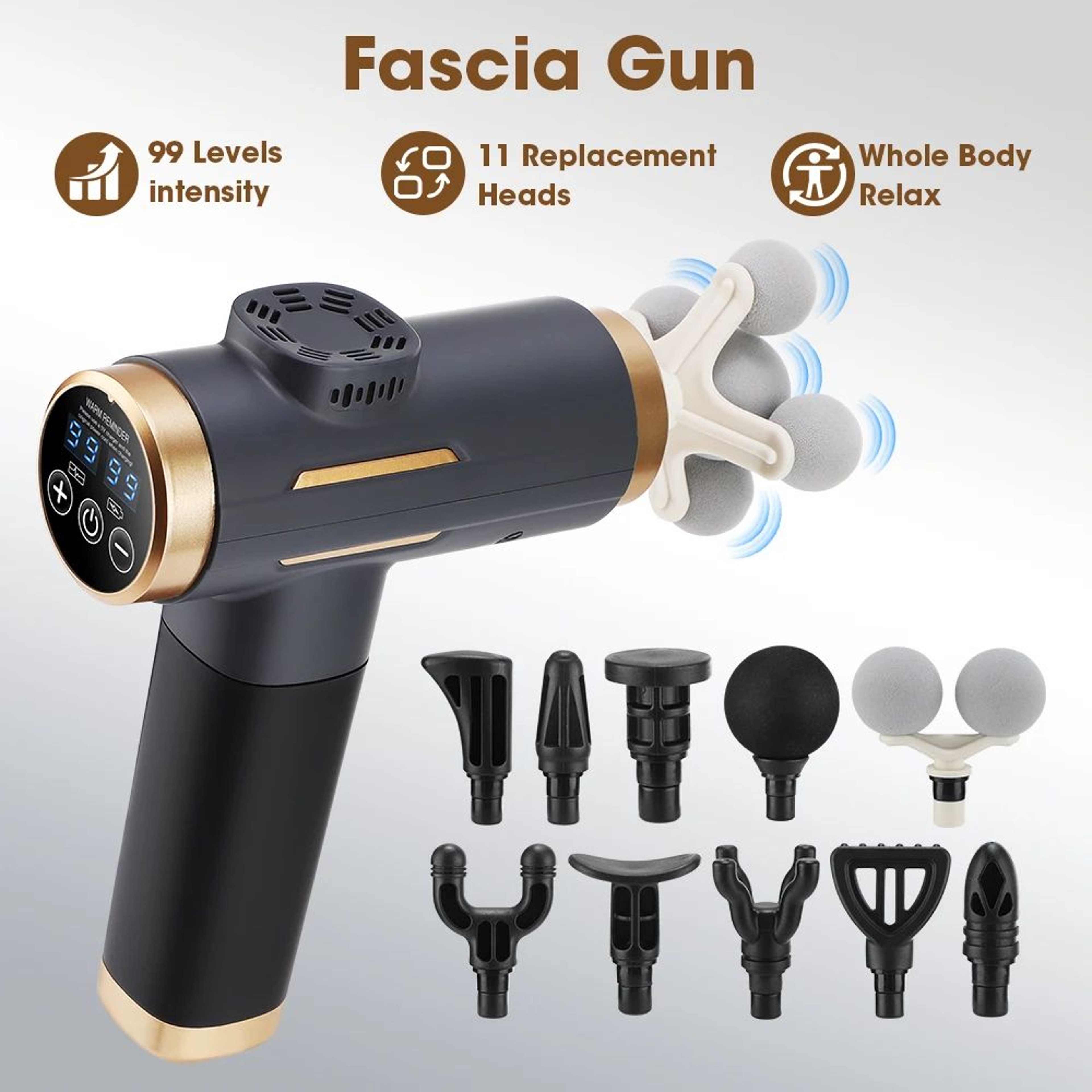 Cordless Deep Tissue Massage Gun With 11 Massage Heads 0