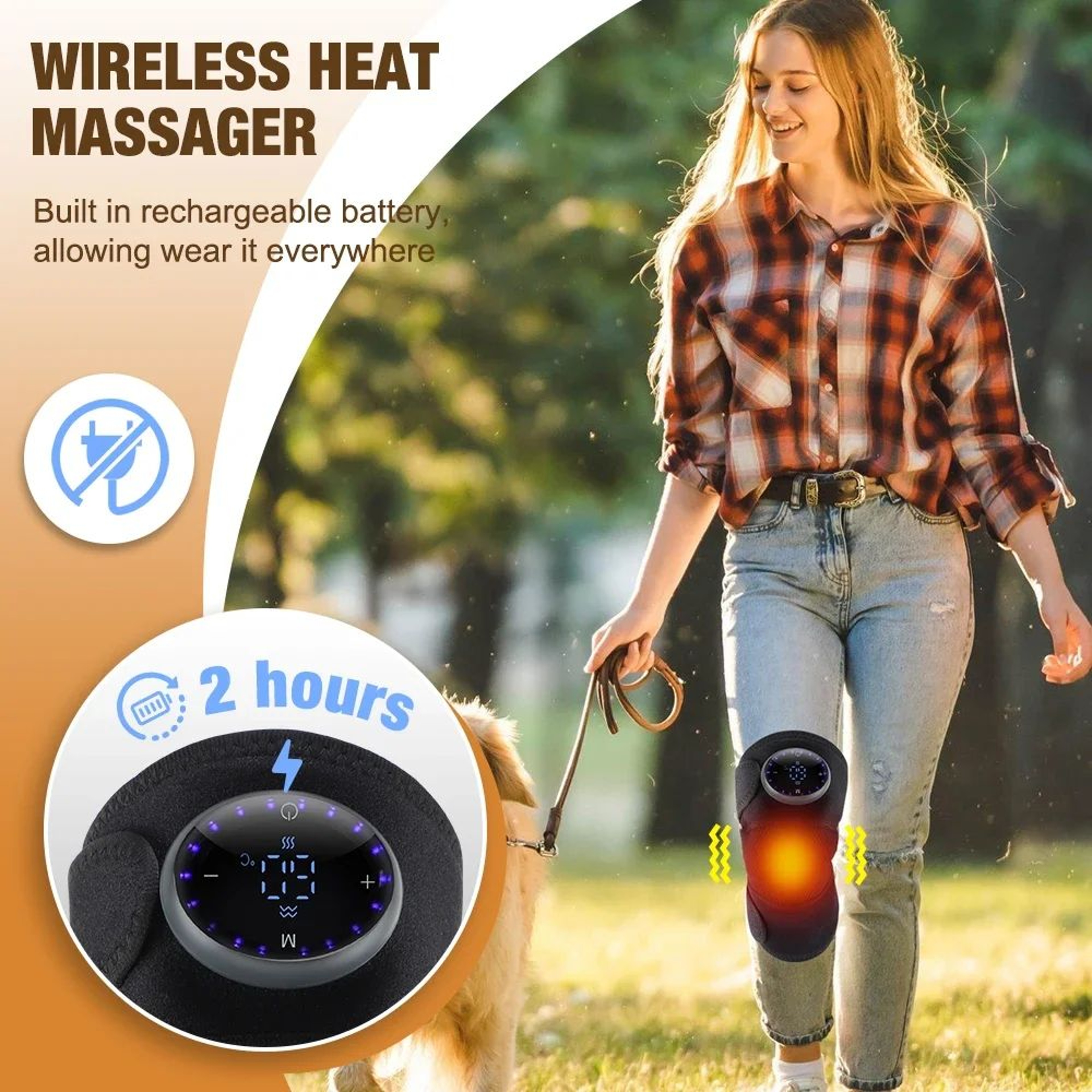 3 In 1 Cordless Heated Knee Massager With Vibration For Knee Shoulder And Leg 5