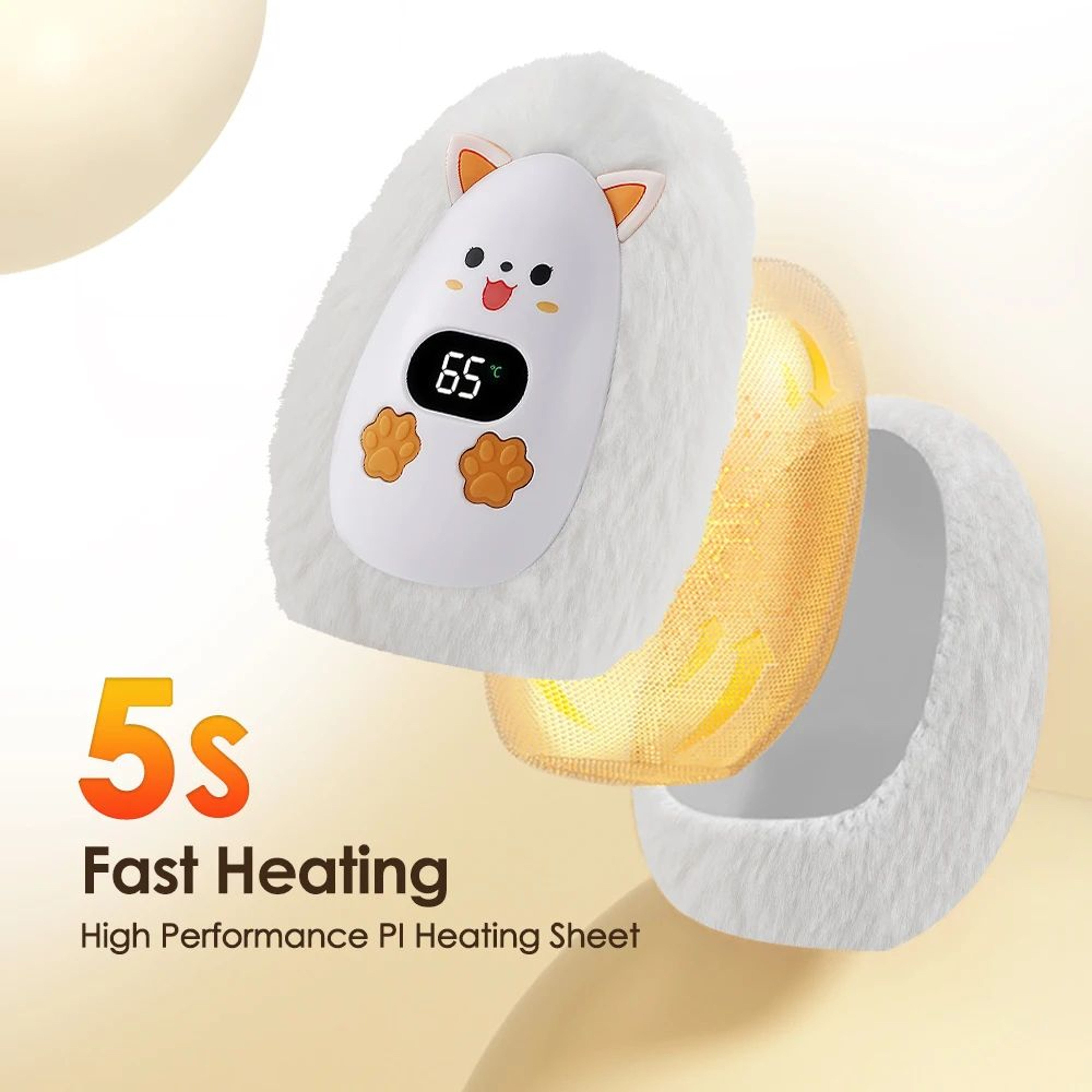 Cute Fox Rechargeable Hand Warmer With 3 Heat Levels Portable Pocket Heater 4