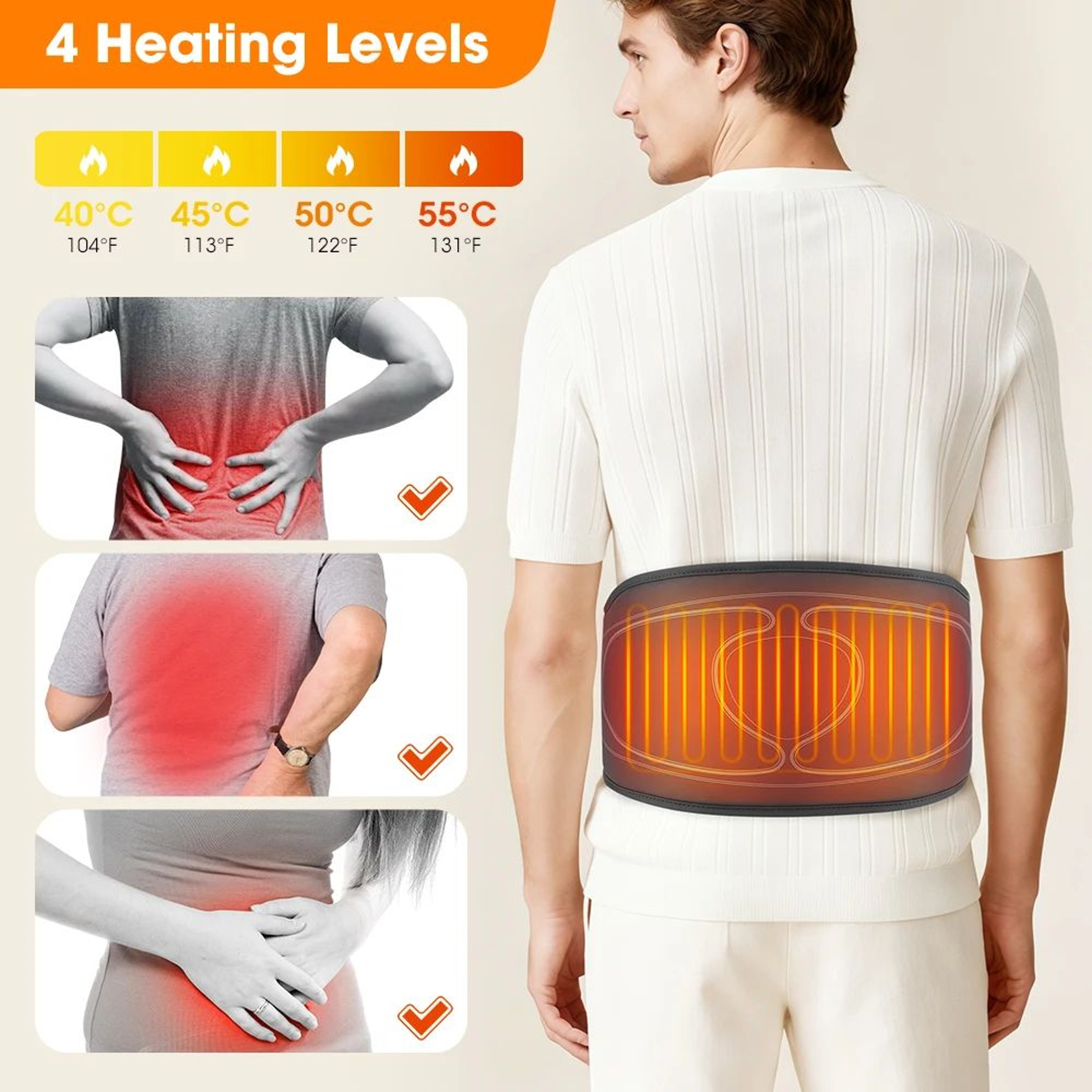 Cordless Heated Back Massage Belt With Air Compression And Adjustable Heat Therapy 4
