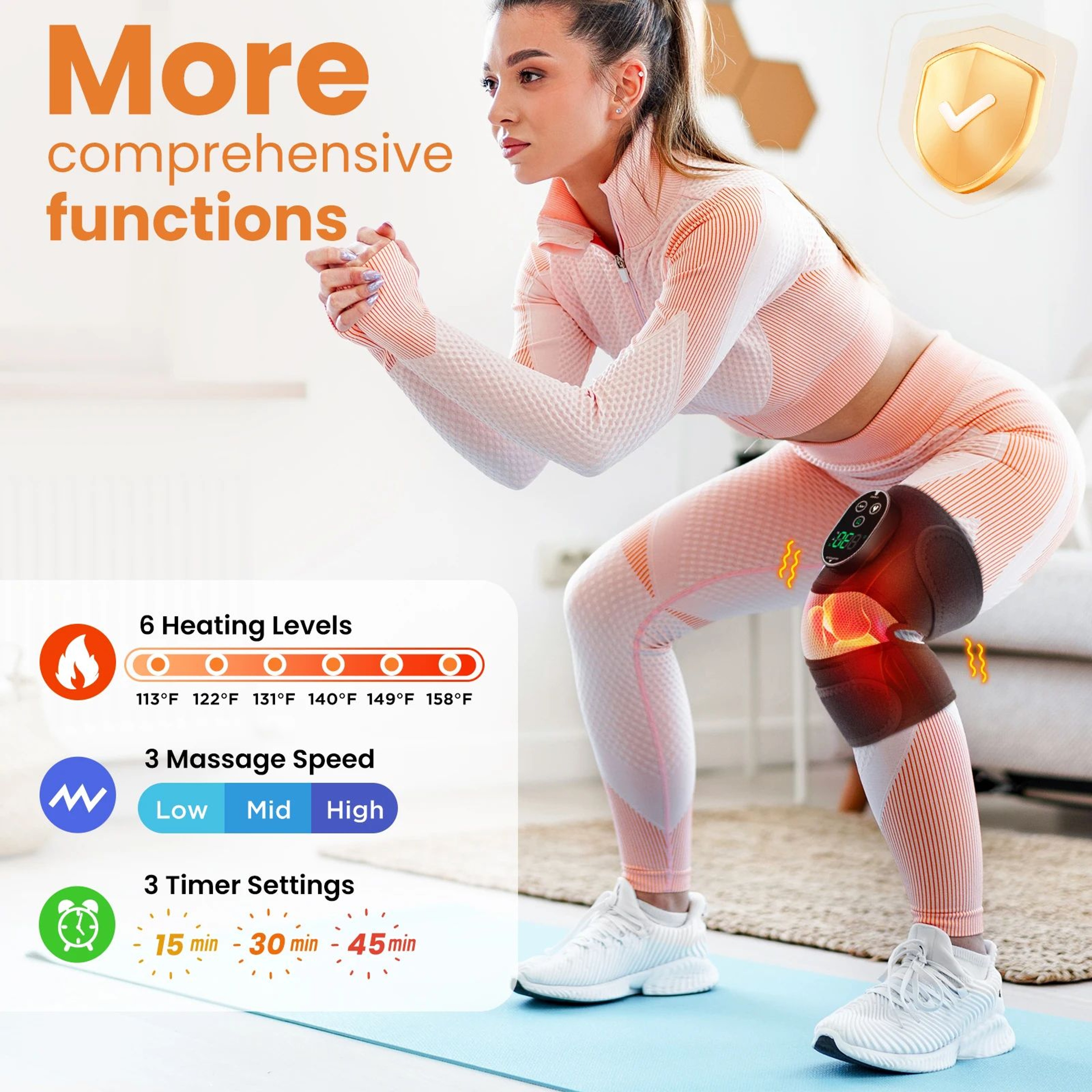 Heated Vibration Knee Massager Cordless Rechargeable Support Brace 1