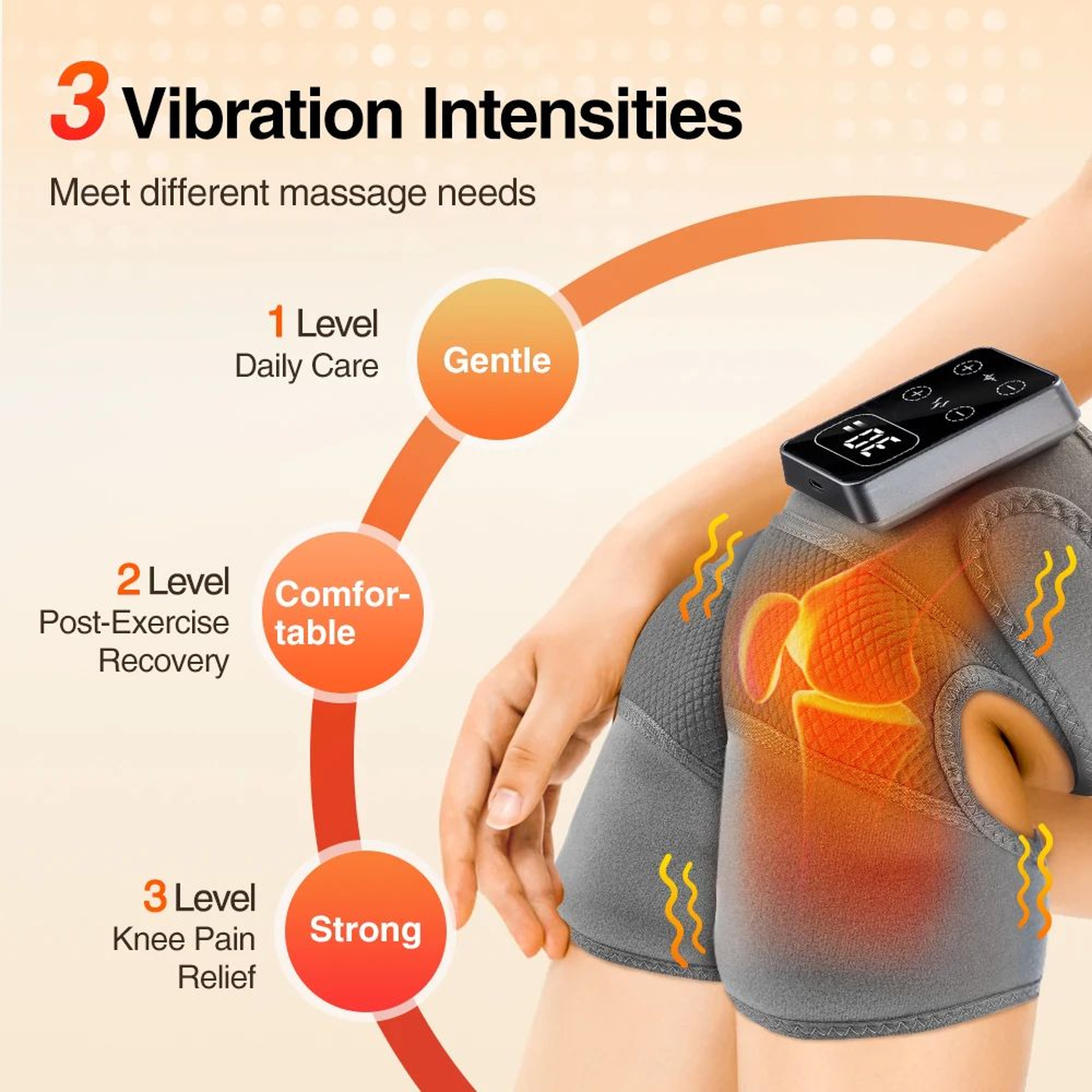 Heated Vibrating Knee Pad 3 In 1 Joint Support Brace 2