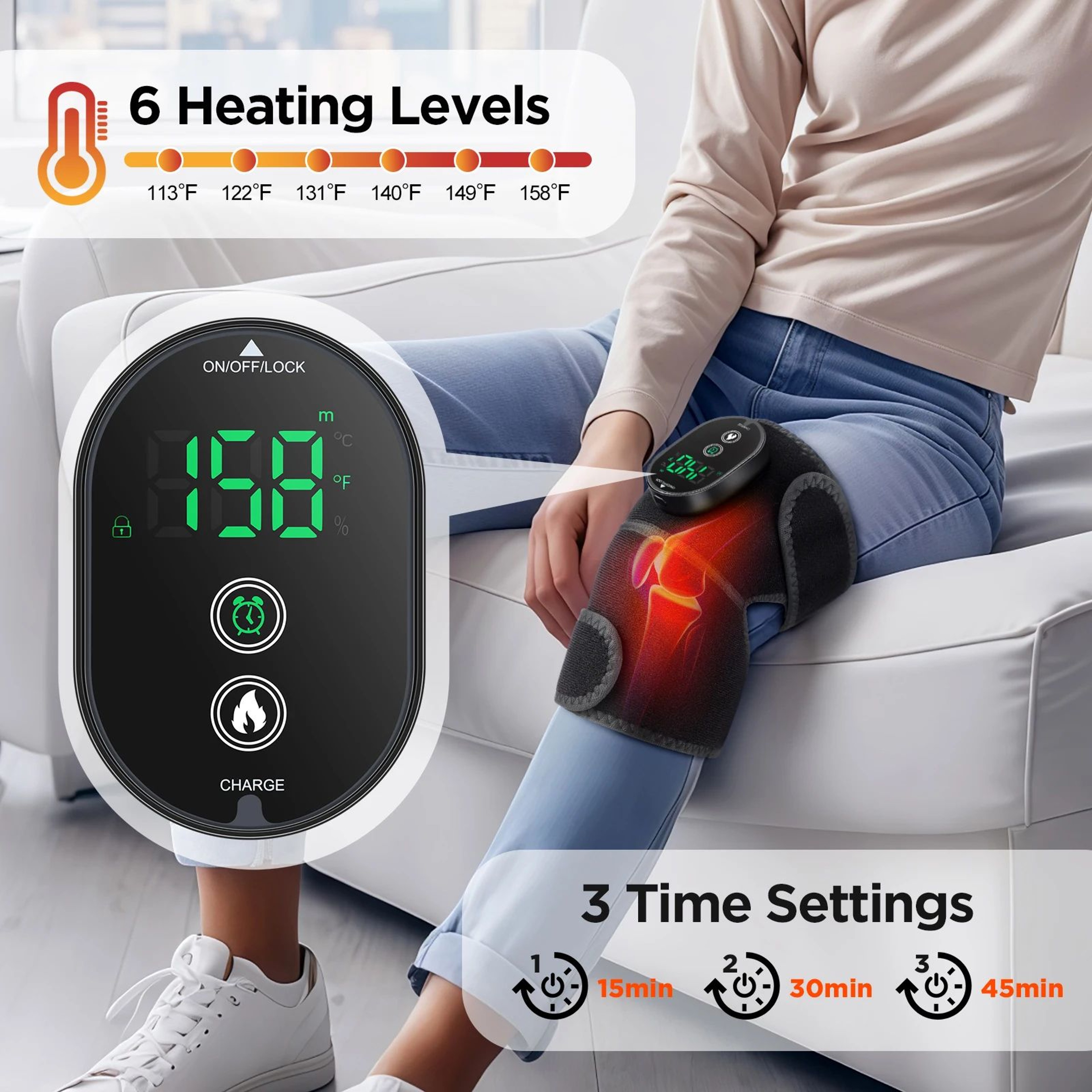 Heated Vibrating Knee Pad 3 In 1 Joint Support Brace 3