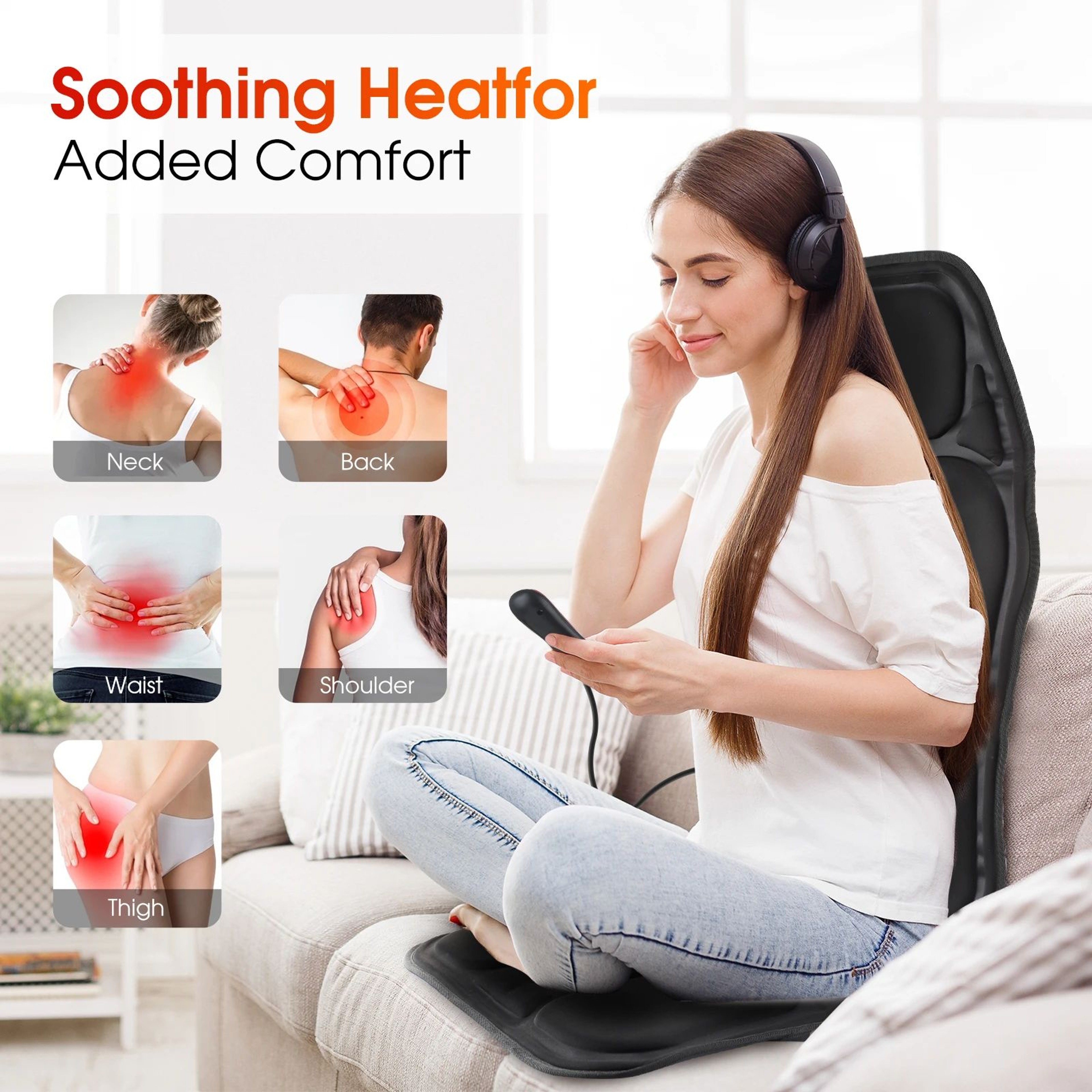 Electric Heated Massage Seat Cushion With Vibration For Back And Lumbar Support 5