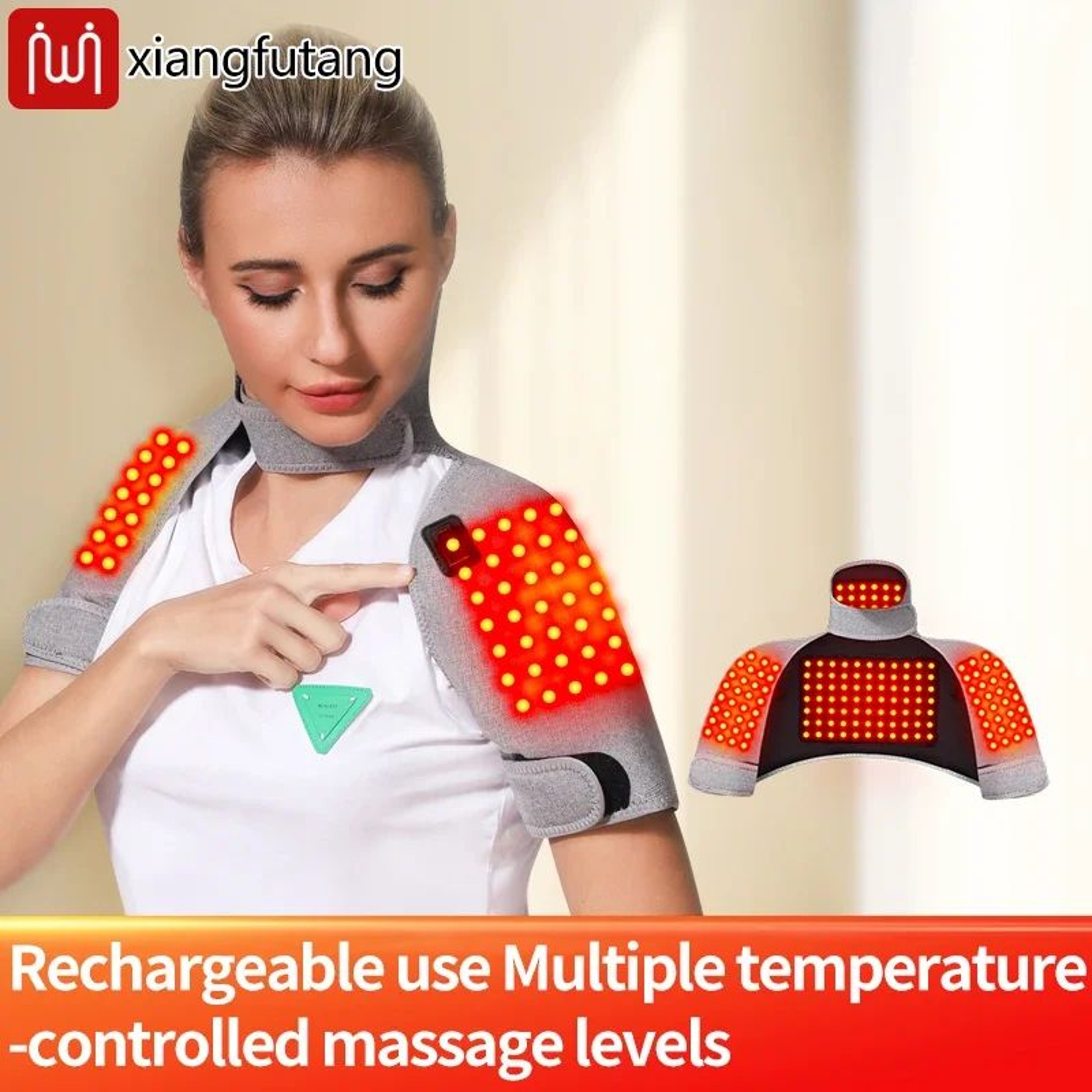 Electric Heated Shoulder Massager With Neck And Upper Back Wrap 0