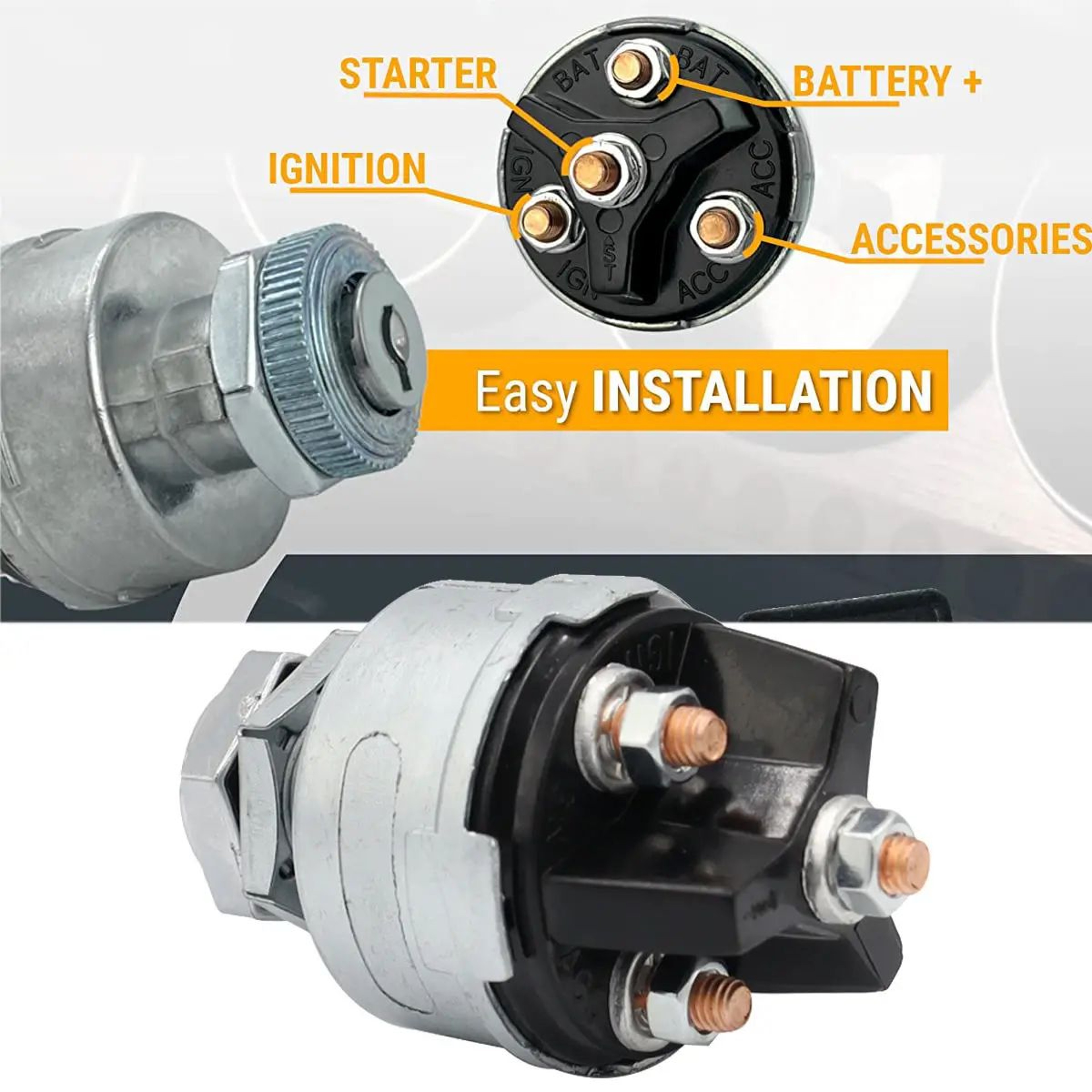 12V Ignition Switch 4 Position Universal Key Starter Switch With Keys 0