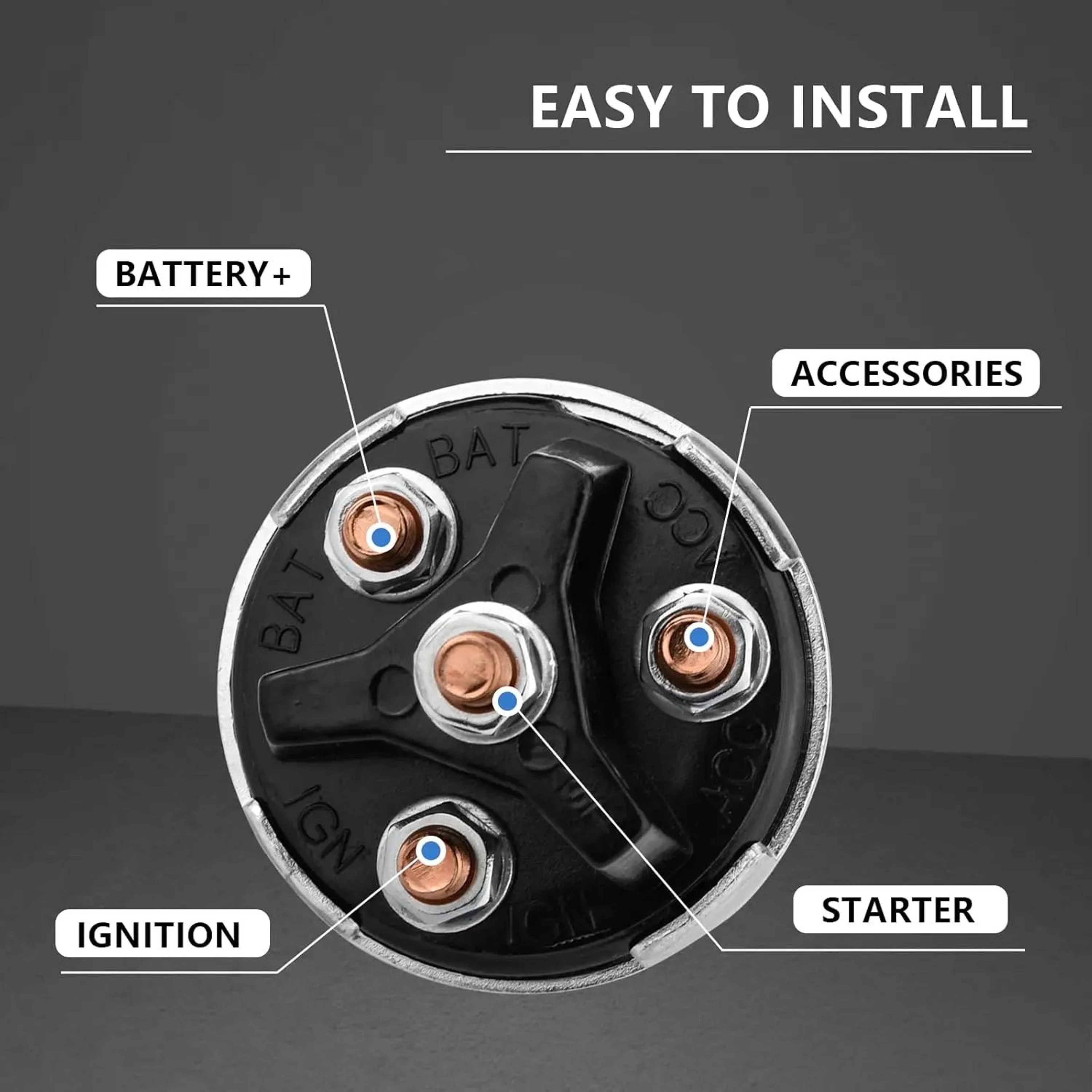 12V Ignition Switch 4 Position Universal Key Starter Switch With Keys 2