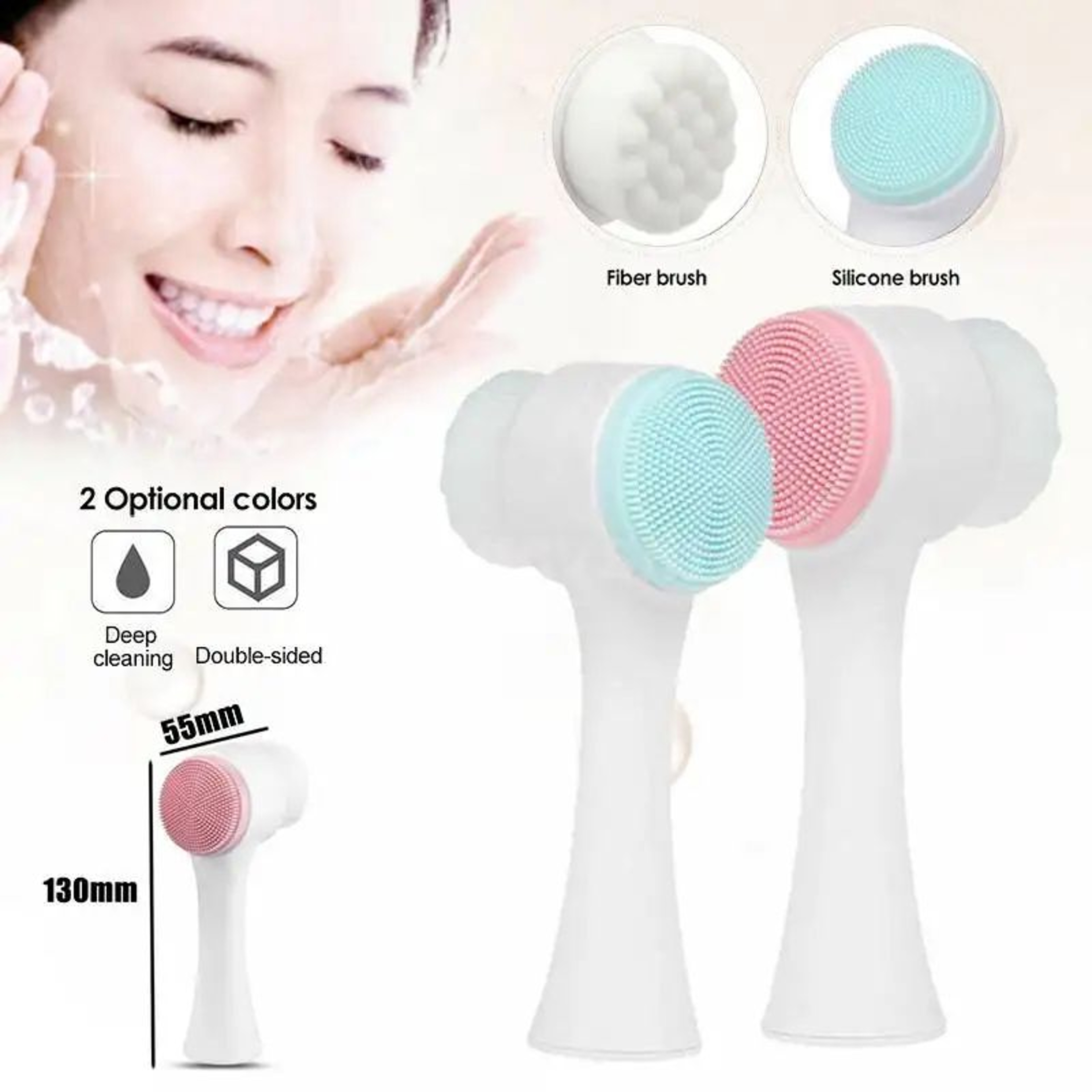 2 In 1 Silicone Face Scrub Brush Facial Cleansing Brush Pore Exfoliator 0