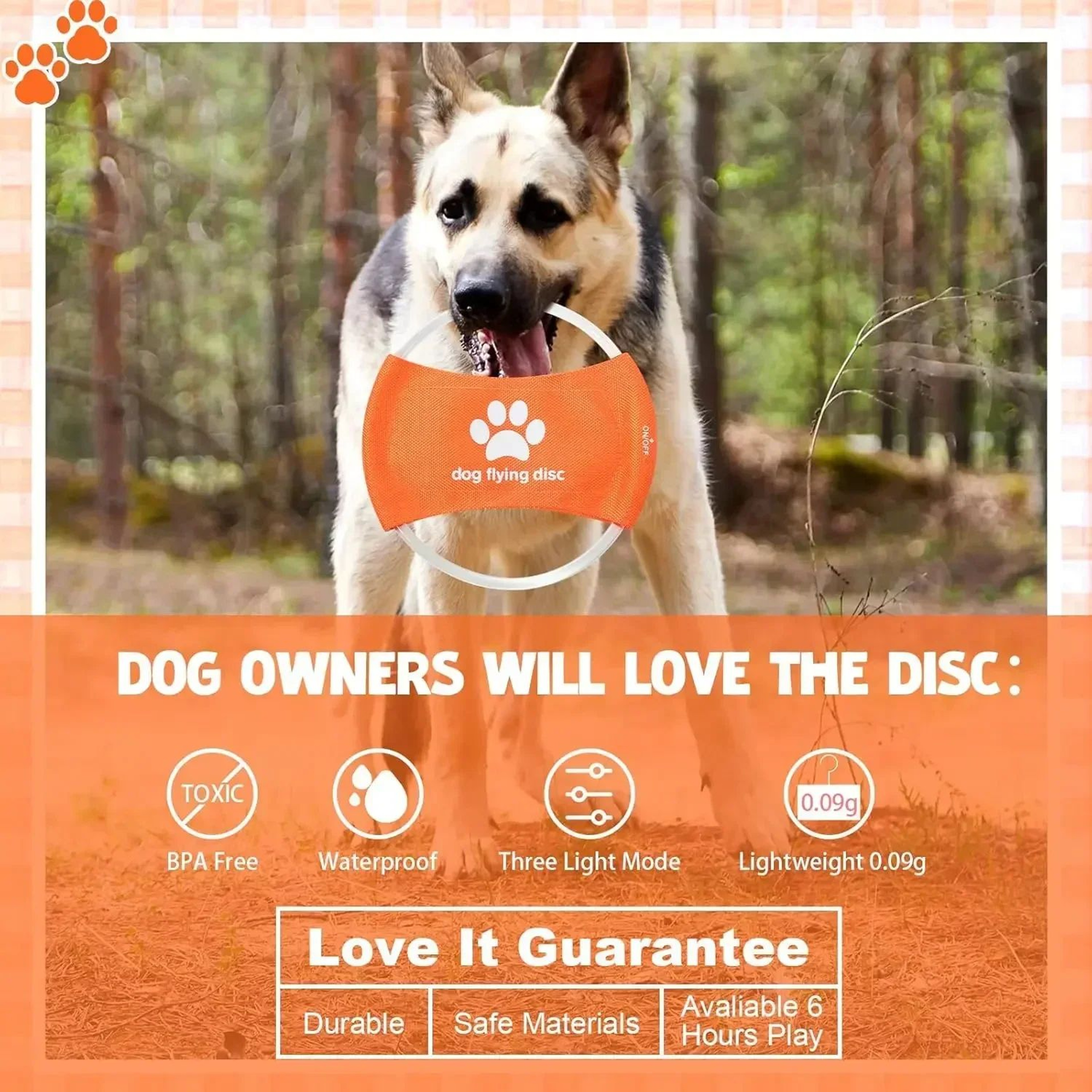 Rechargeable LED Flying Disc Dog Toy Interactive Light Up Fetch Training Disc 5
