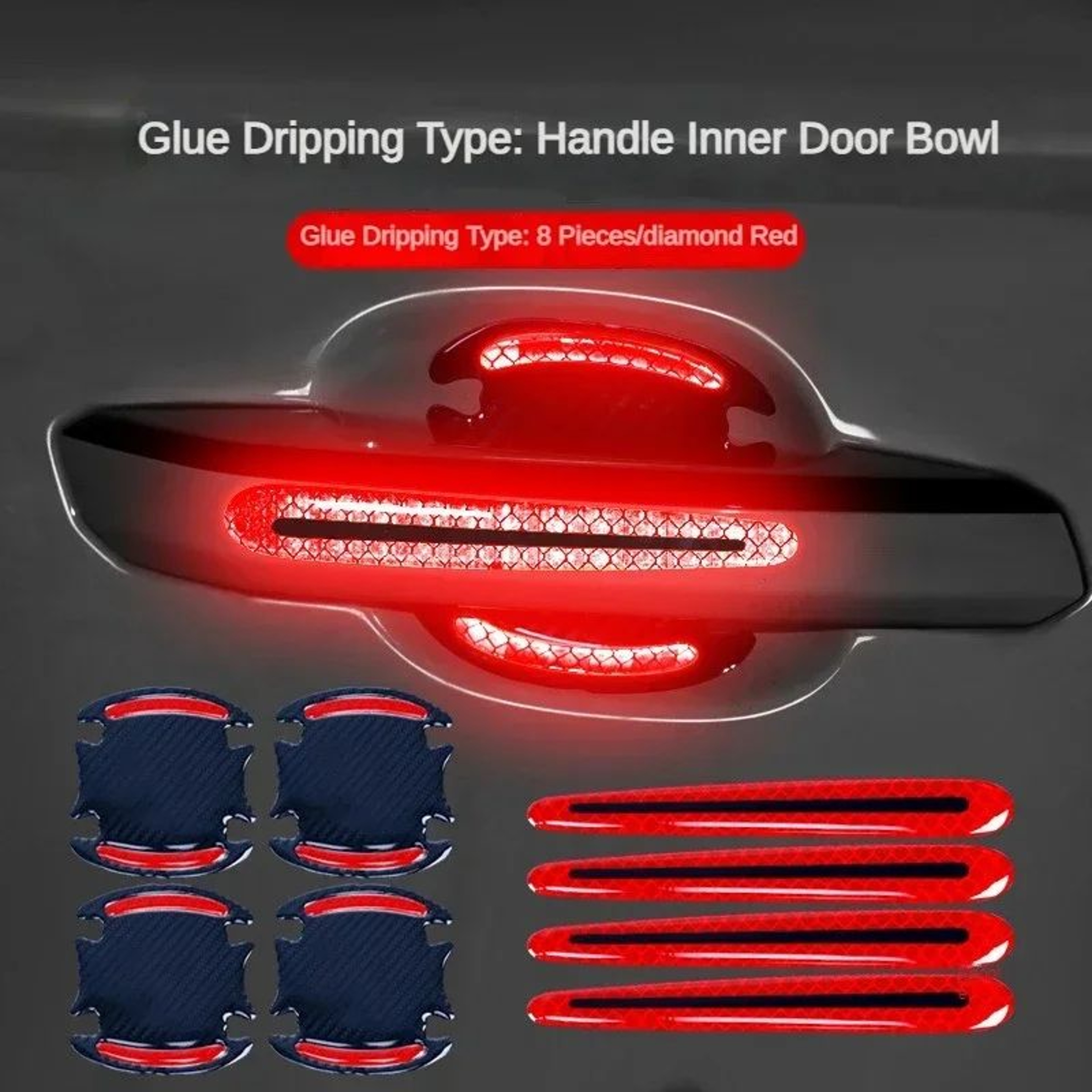 3D Reflective Car Door Handle Protector Stickers Anti Scratch Door Handle Guard 8