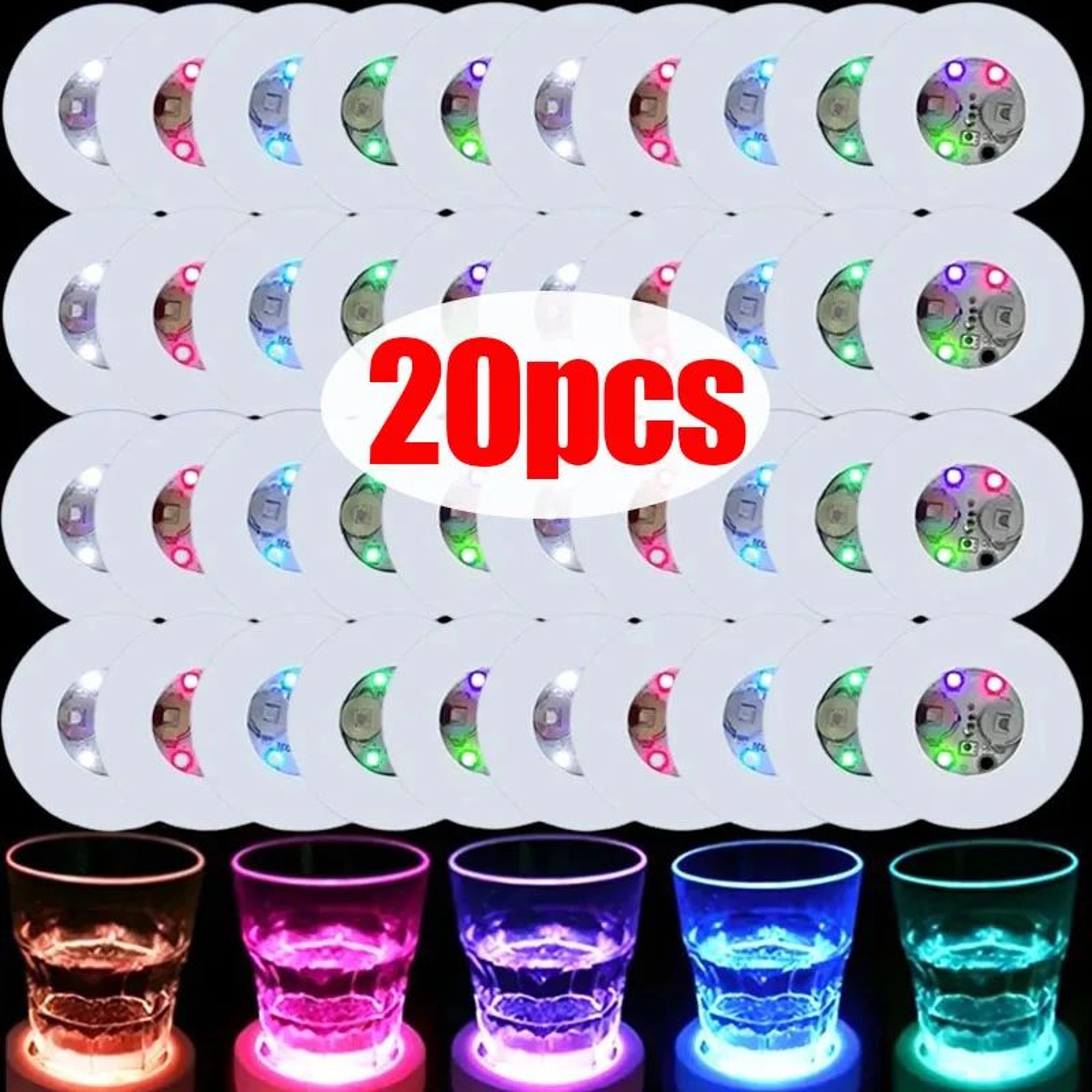 LED Light Up Cup Coaster Bottle Sticker Party Lights 0