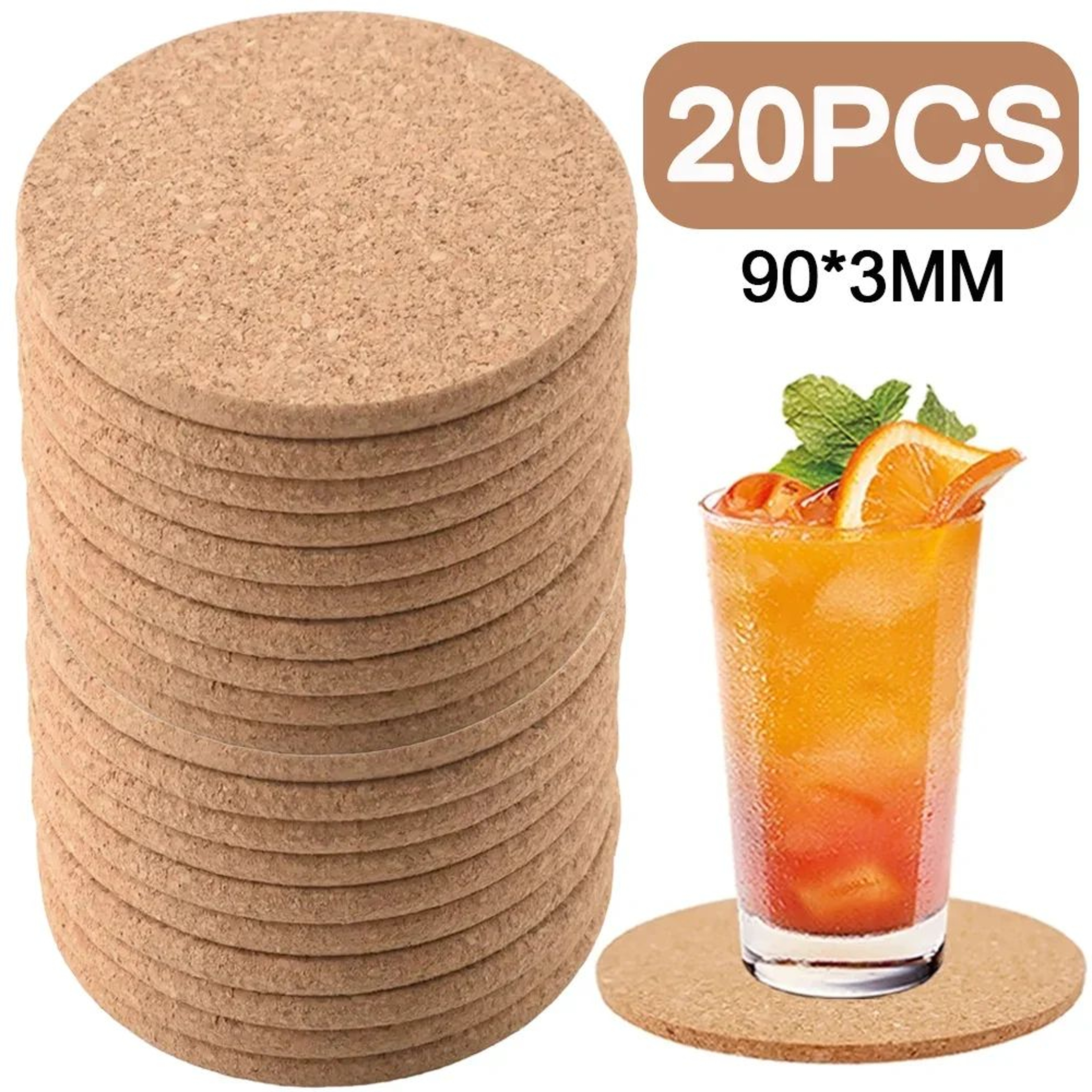 Natural Cork Drink Coasters Heat Resistant Cup Mats 0