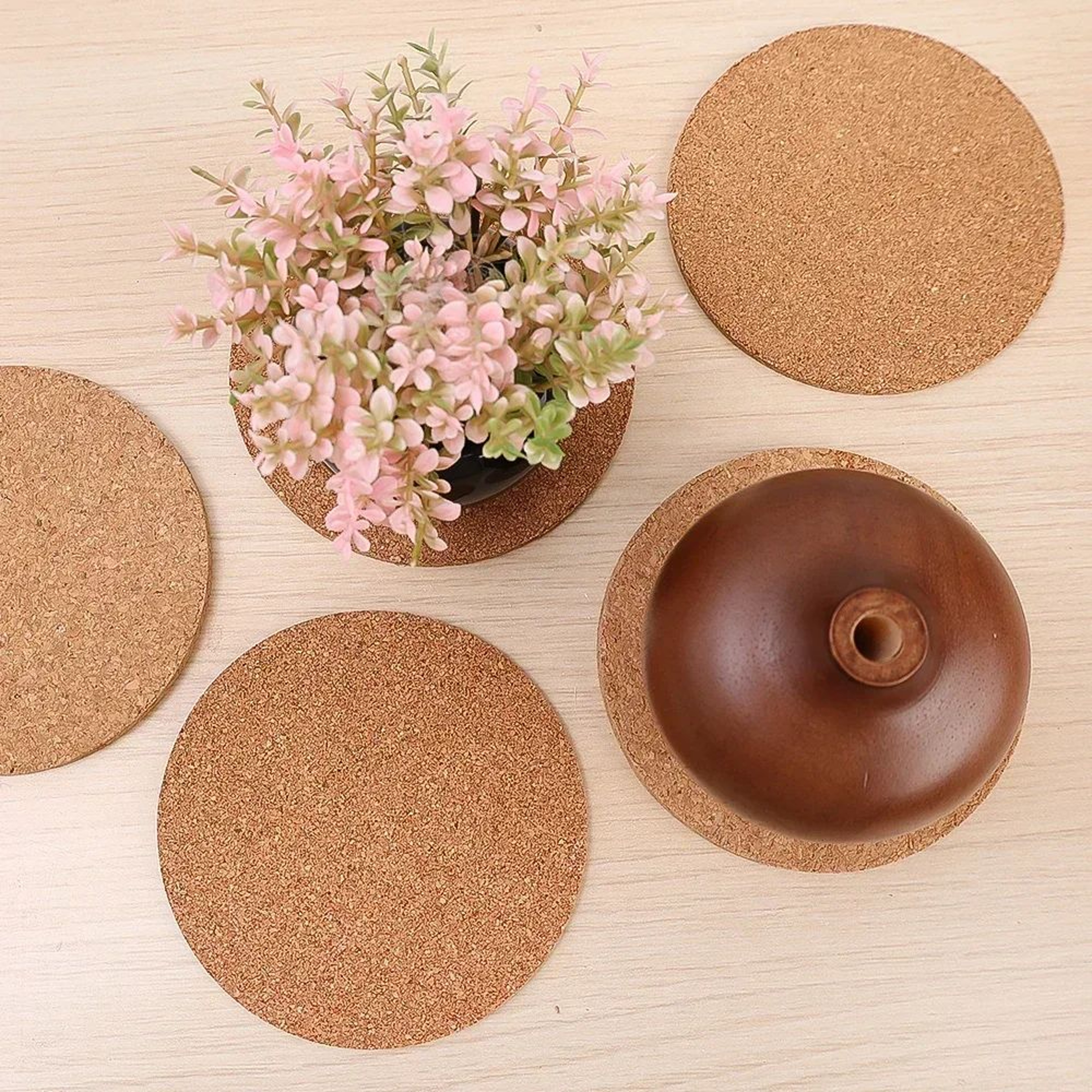 Natural Cork Drink Coasters Heat Resistant Cup Mats 1