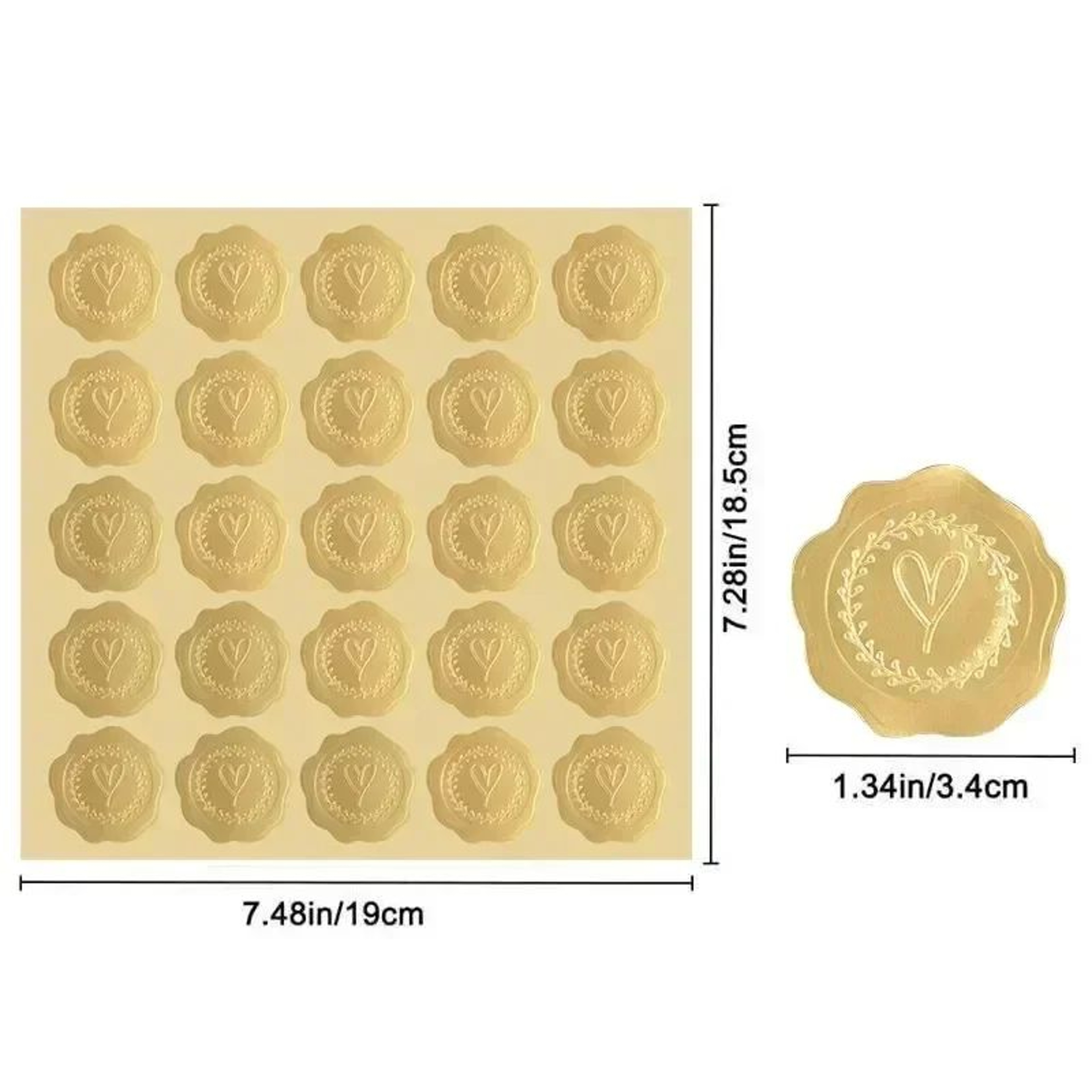 Gold Heart Envelope Seal Stickers For Invitations And Gifts 5