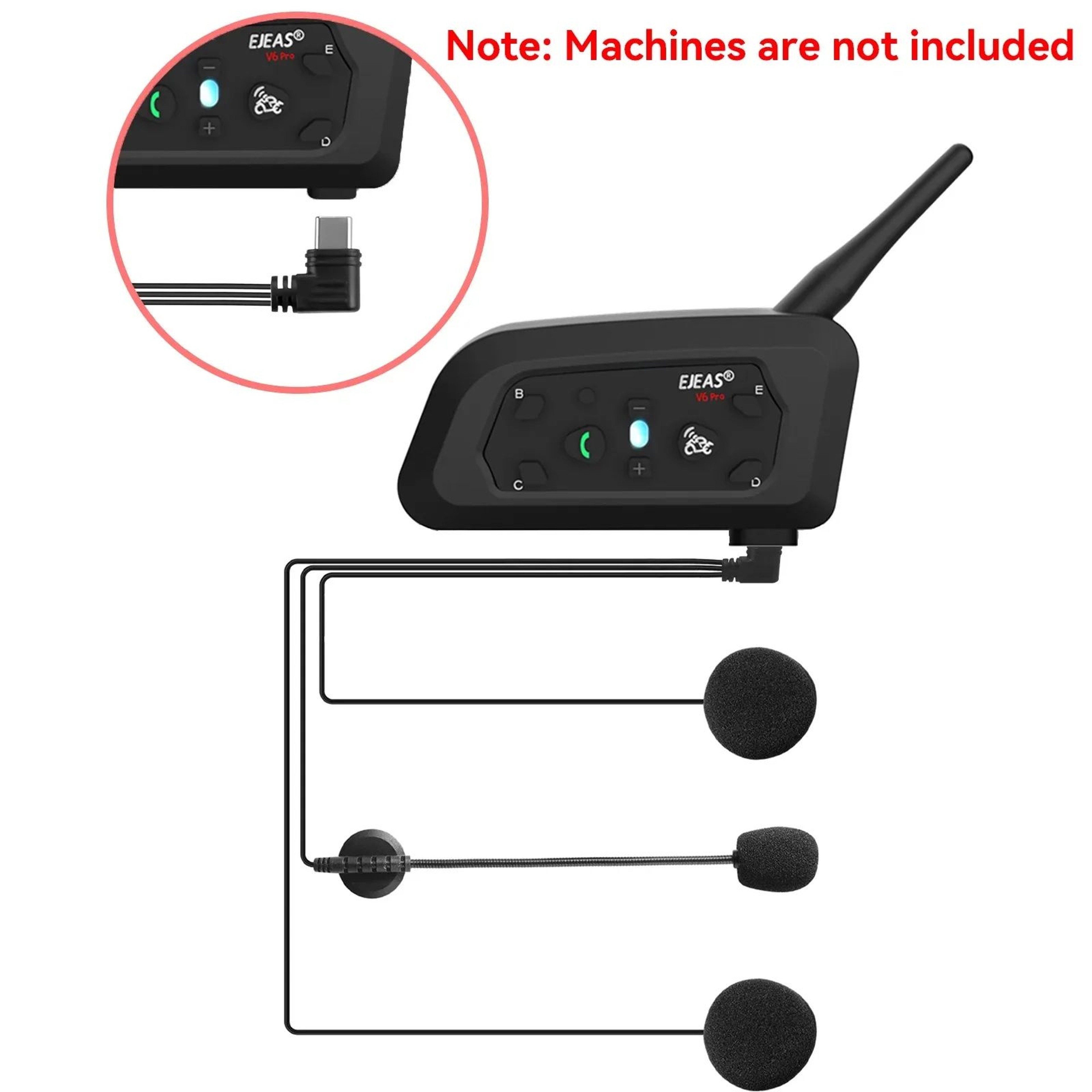 EJEAS Motorcycle Helmet Headset Type C Microphone Speaker Kit 3